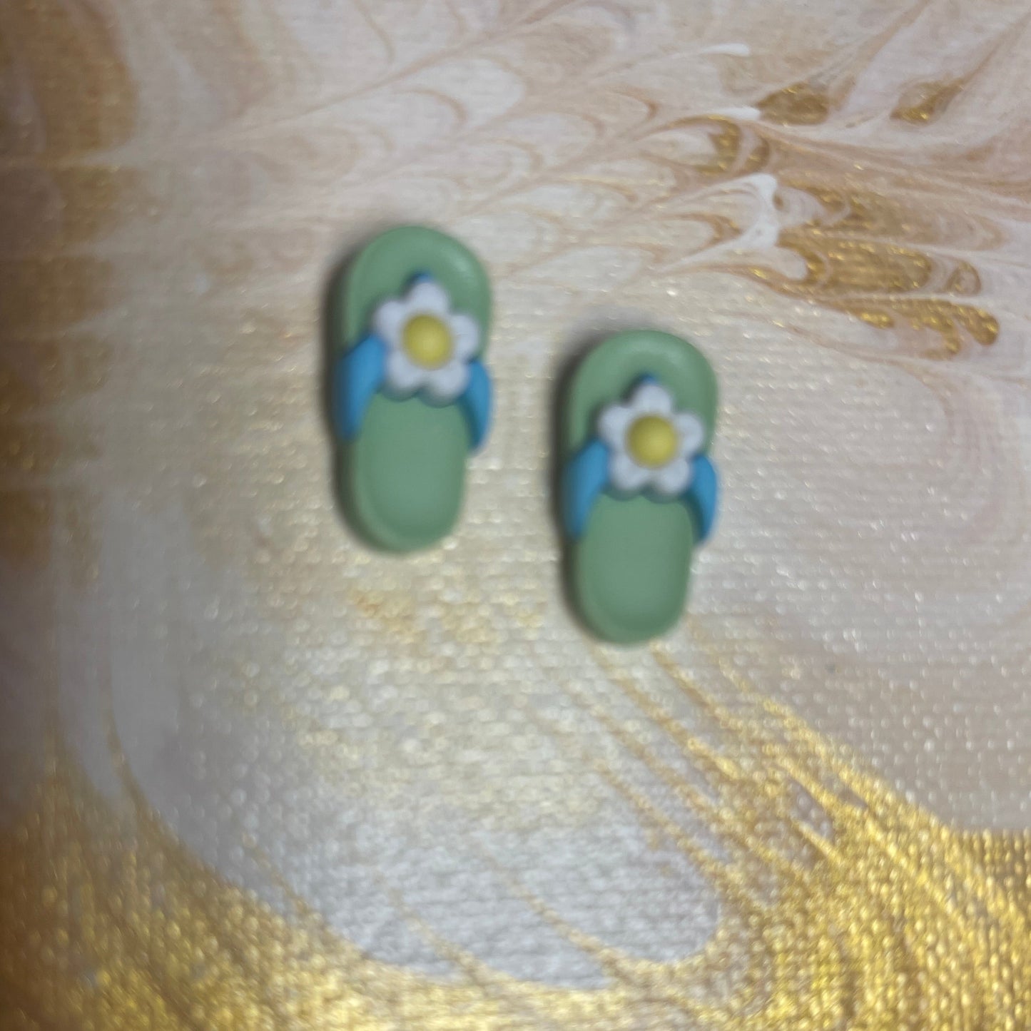 FLIP FLOPS-Green with Flowers Stud EarringsPink tiful of LOVE