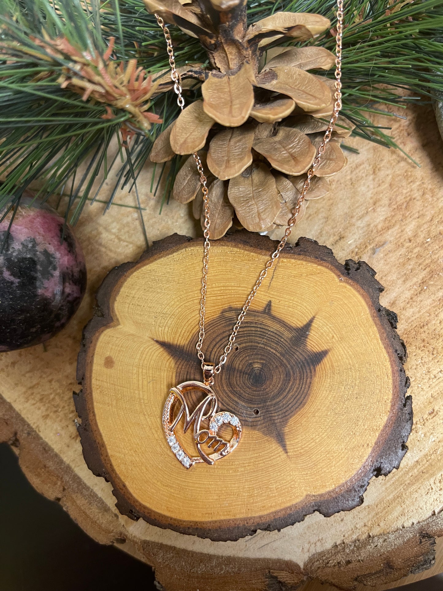 Mother's Day Pendant on a Rose Gold chain NecklacePink tiful of LOVE