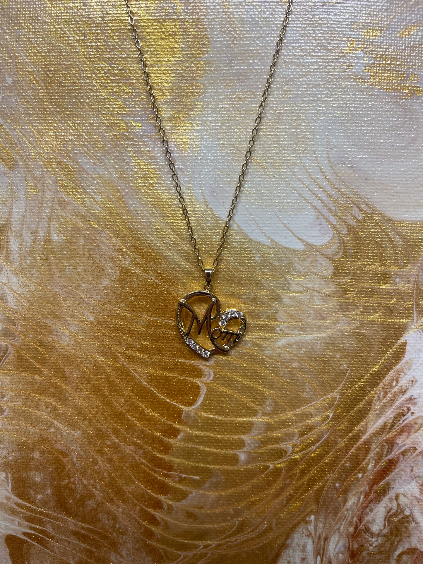 Mother's Day Pendant on a Gold chain NecklacePink tiful of LOVE