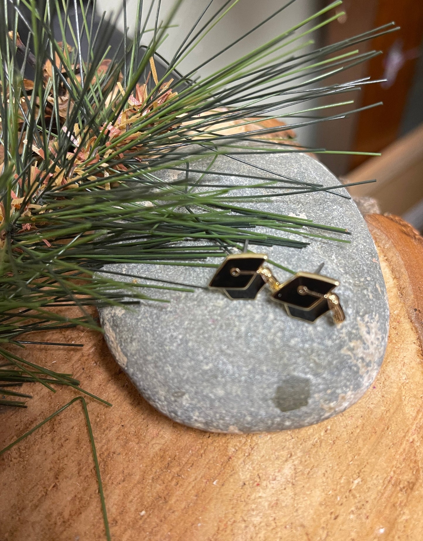 Graduation Cap Enamel Stud EarringsPink tiful of LOVE