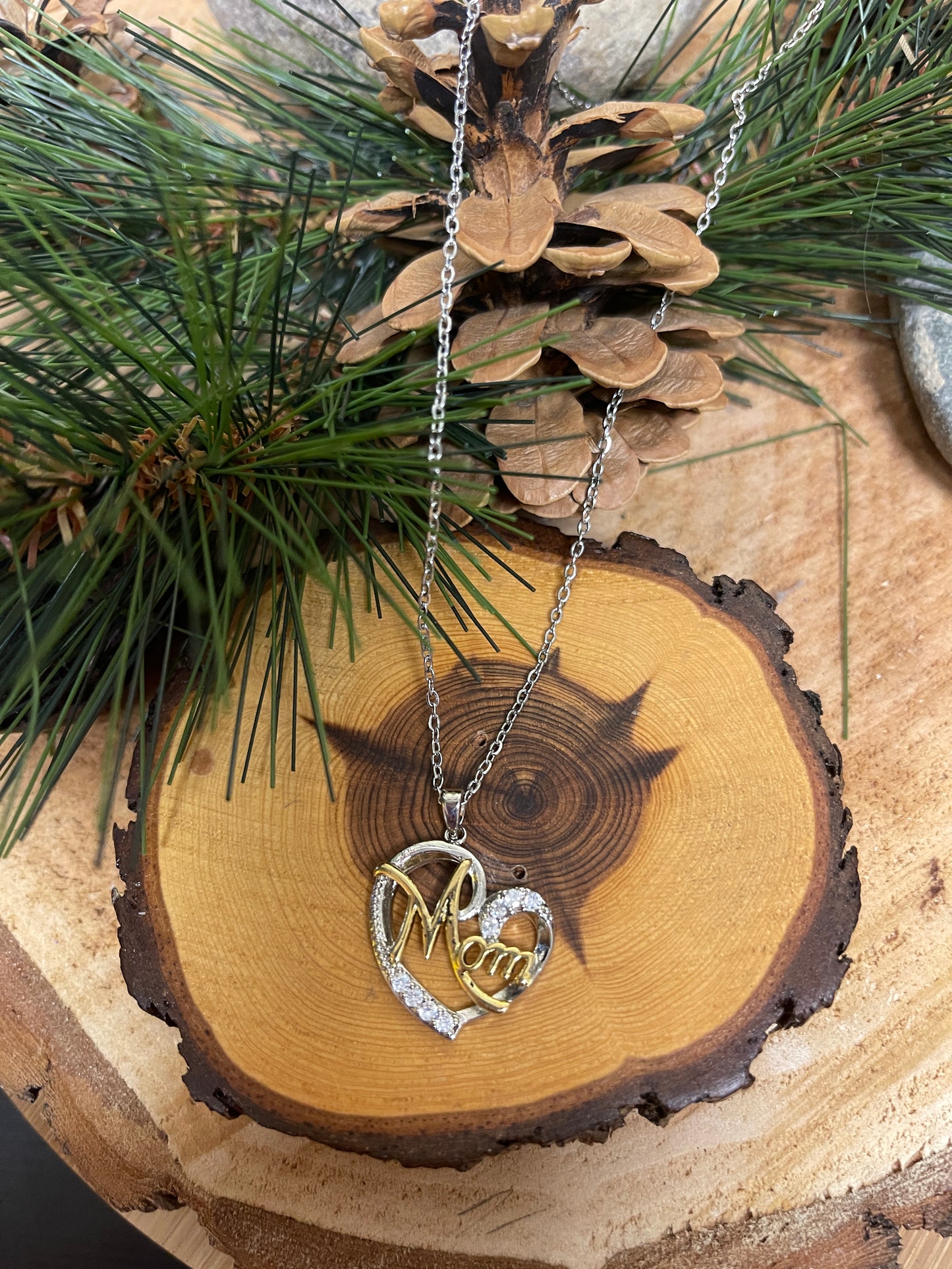 Mother's Day Pendant on a Silver chain NecklacePink tiful of LOVE