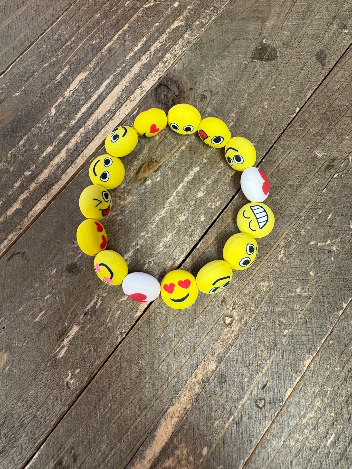 Emoji Clay beaded Stretch braceletPink tiful of LOVE