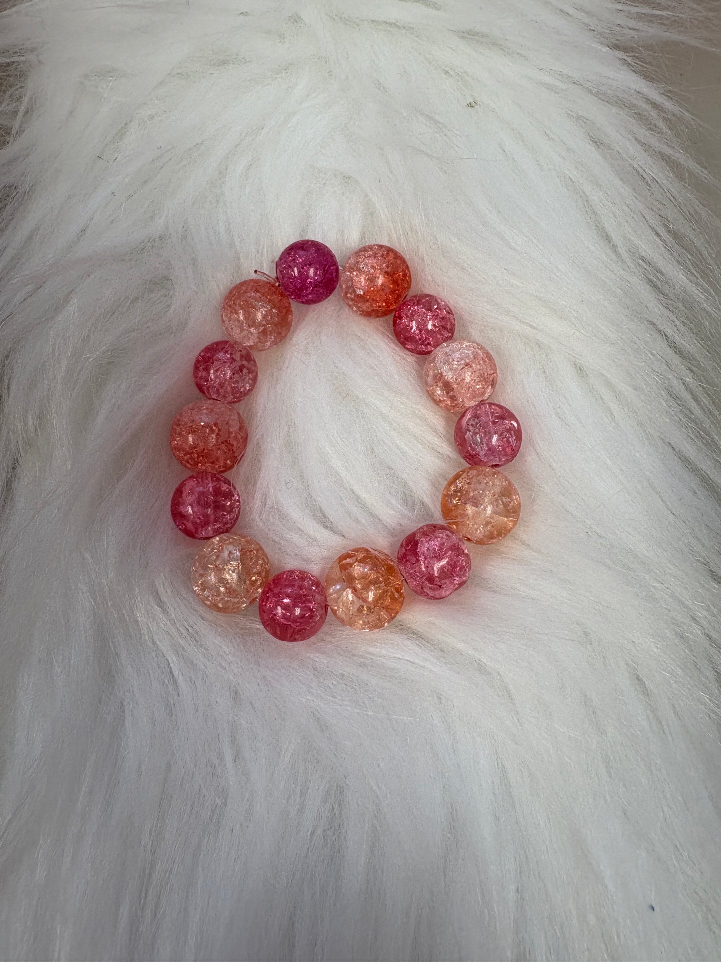 Pink Crackle Coated beaded Stretch braceletPink tiful of LOVE