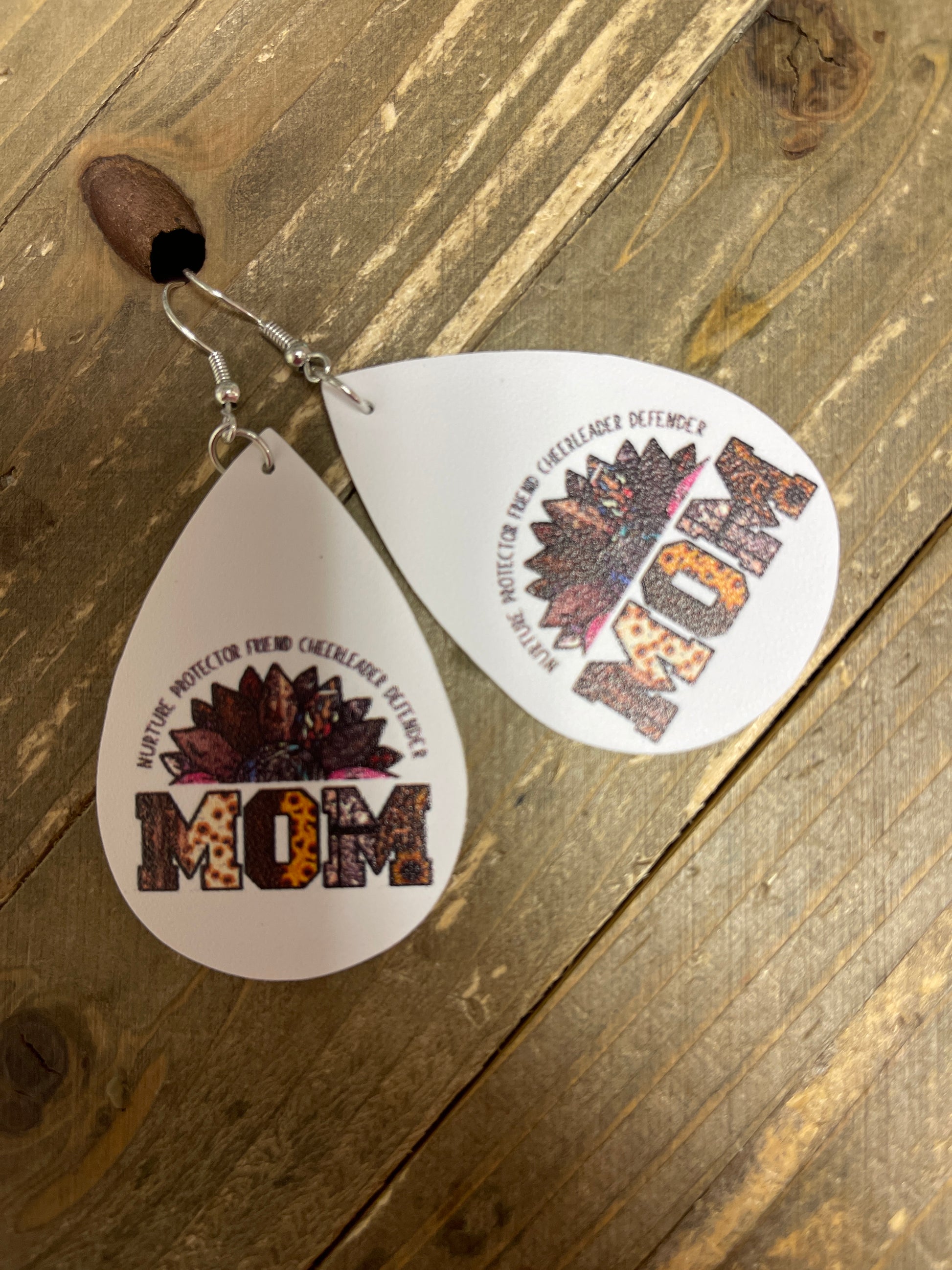 Mother's Day Faux Leather Teardrop wire earringsPink tiful of LOVE