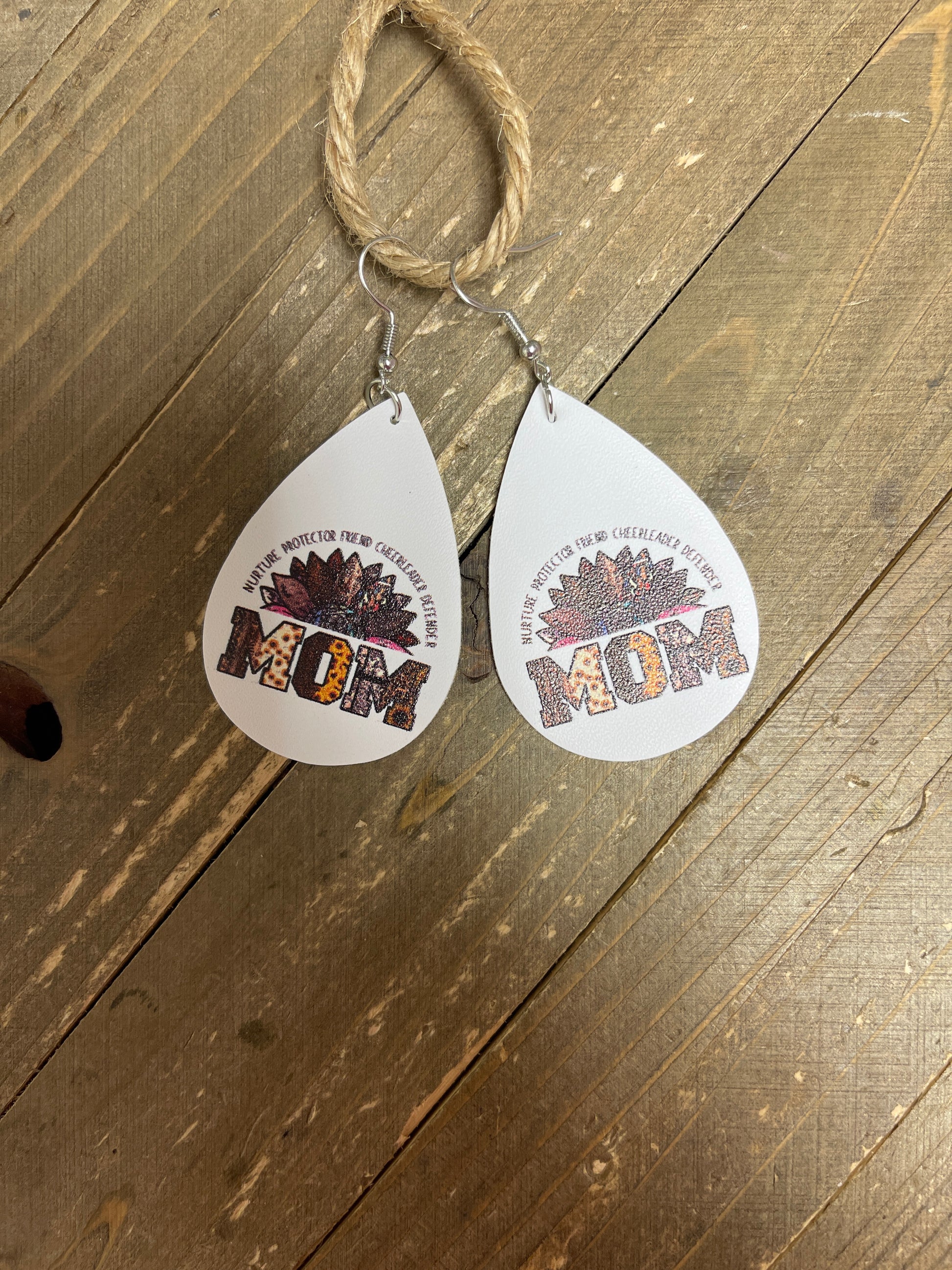 Mother's Day Faux Leather Teardrop wire earringsPink tiful of LOVE