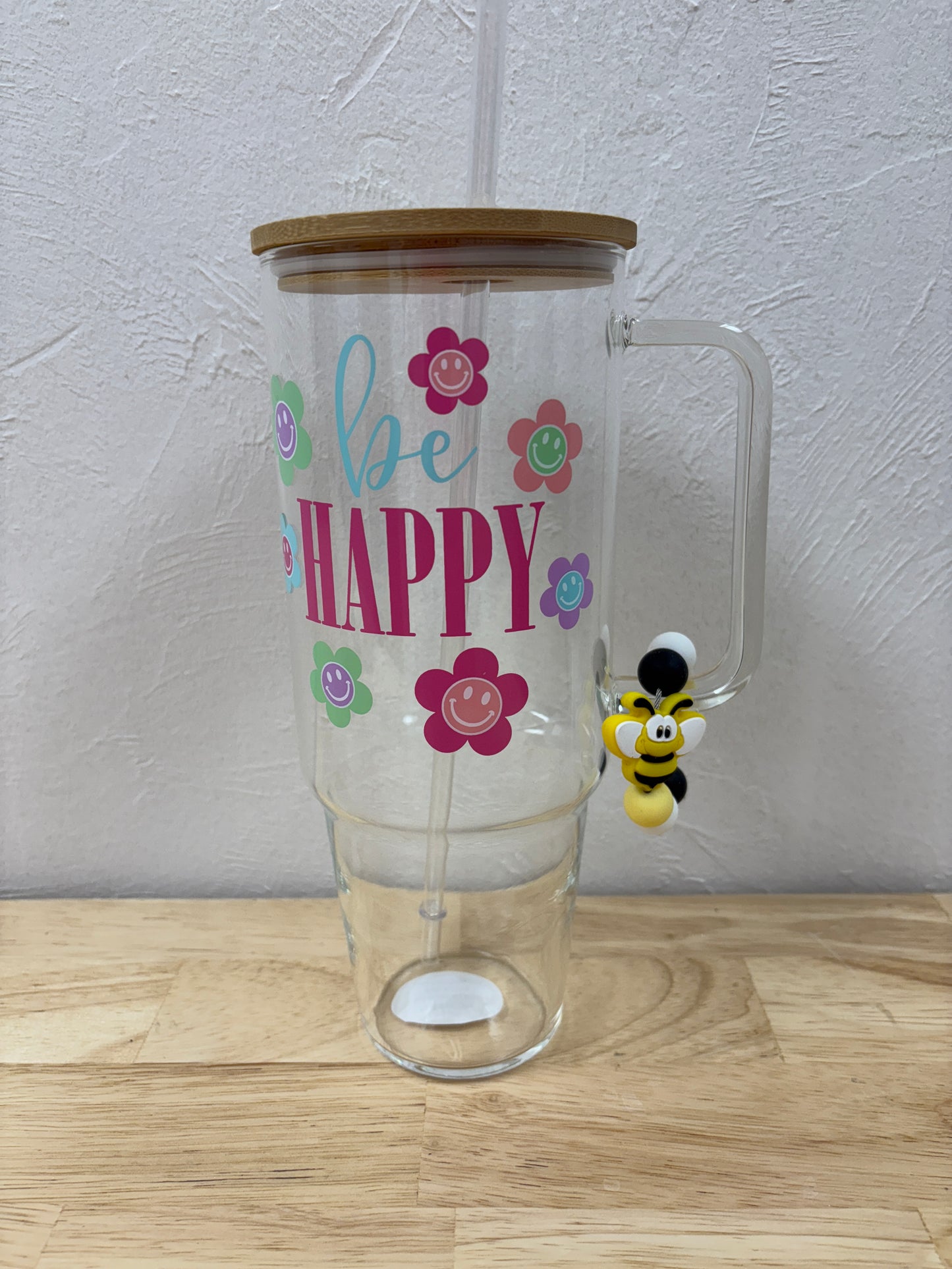Bumble Bee Beverage Cup/Tumbler Charm and Beadable Pen SetPink tiful of LOVE