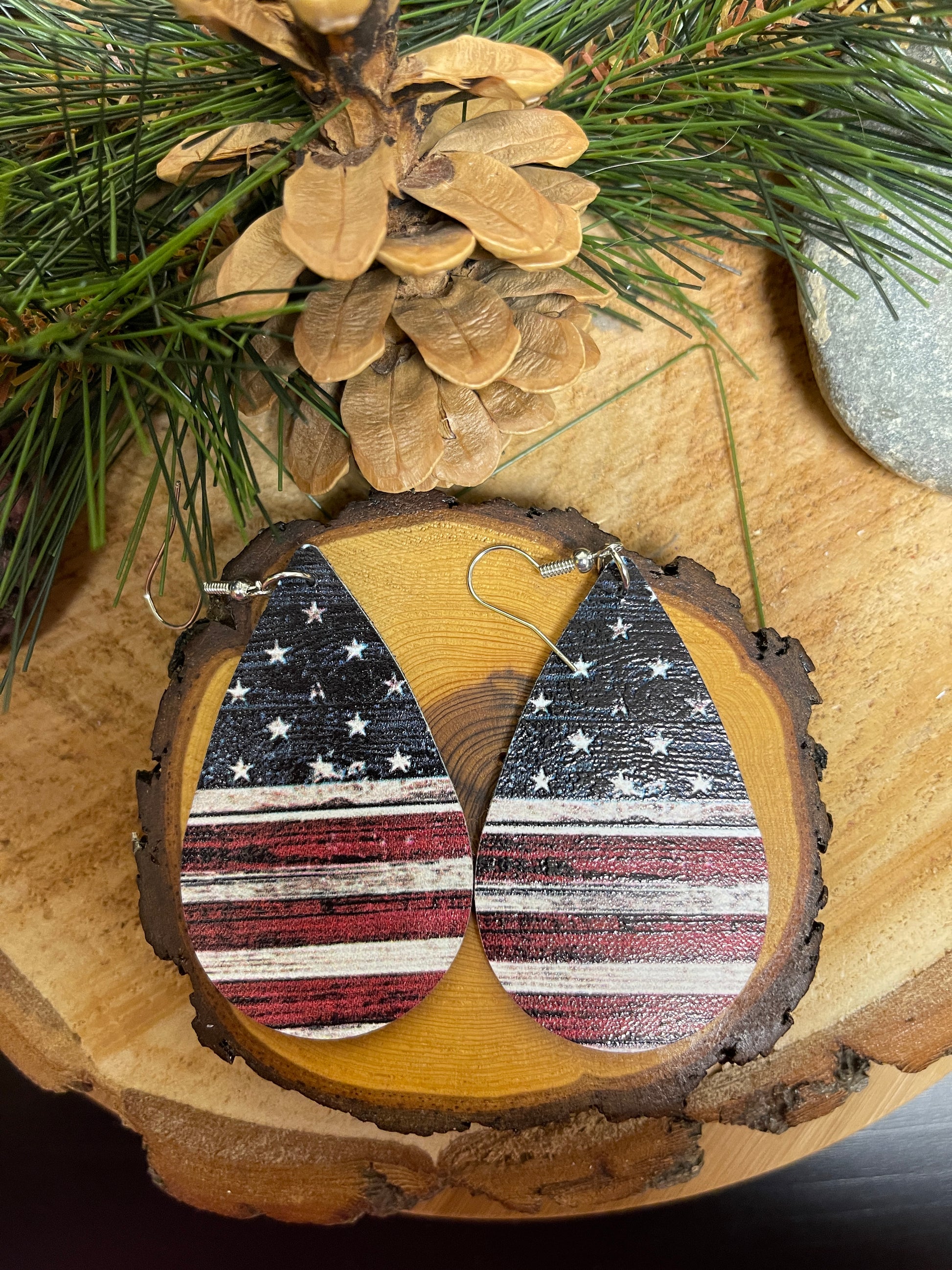 Independence Day Faux Leather earringsPink tiful of LOVE