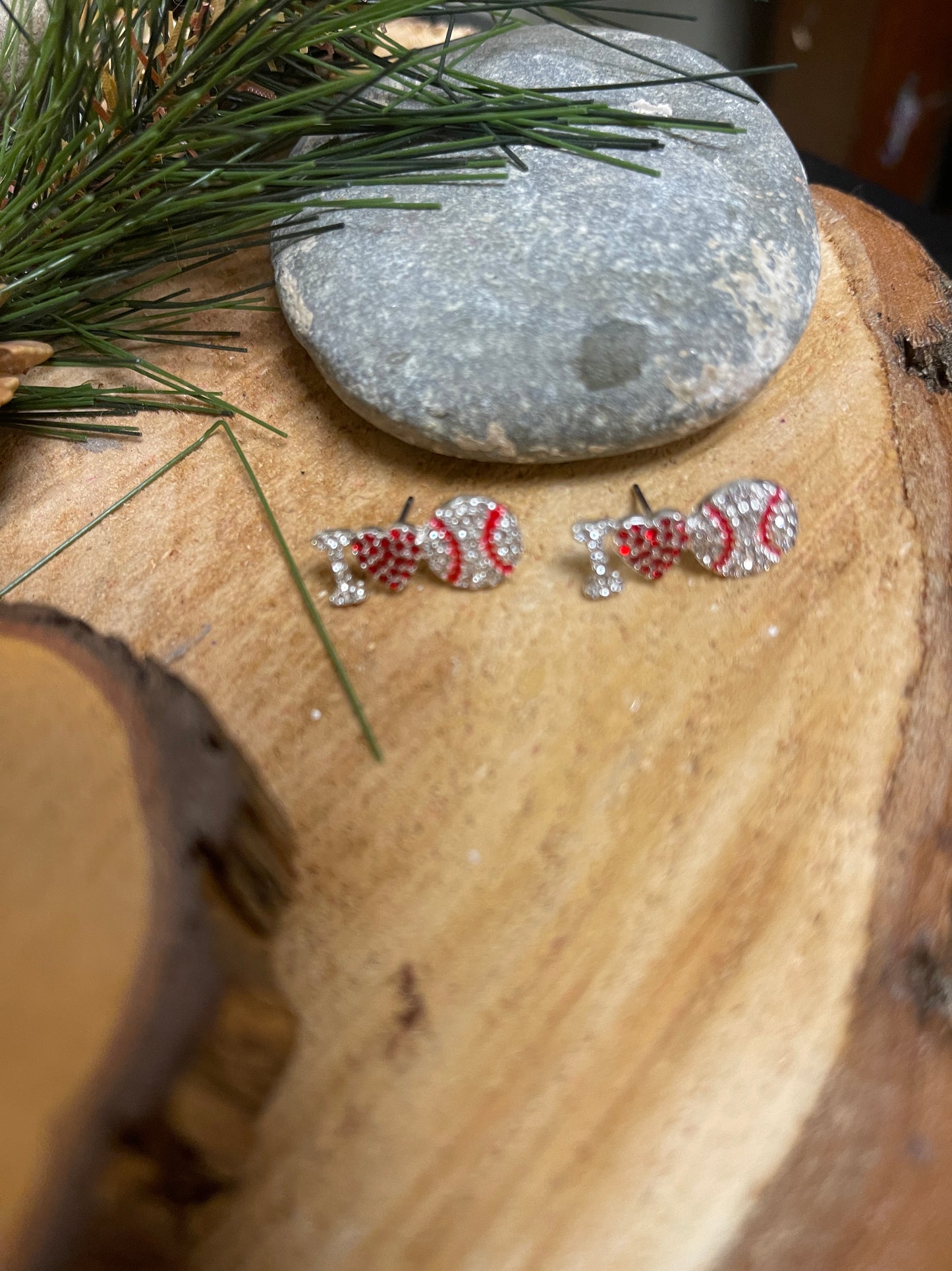 I "Heart" Baseball Stud EarringsPink tiful of LOVE