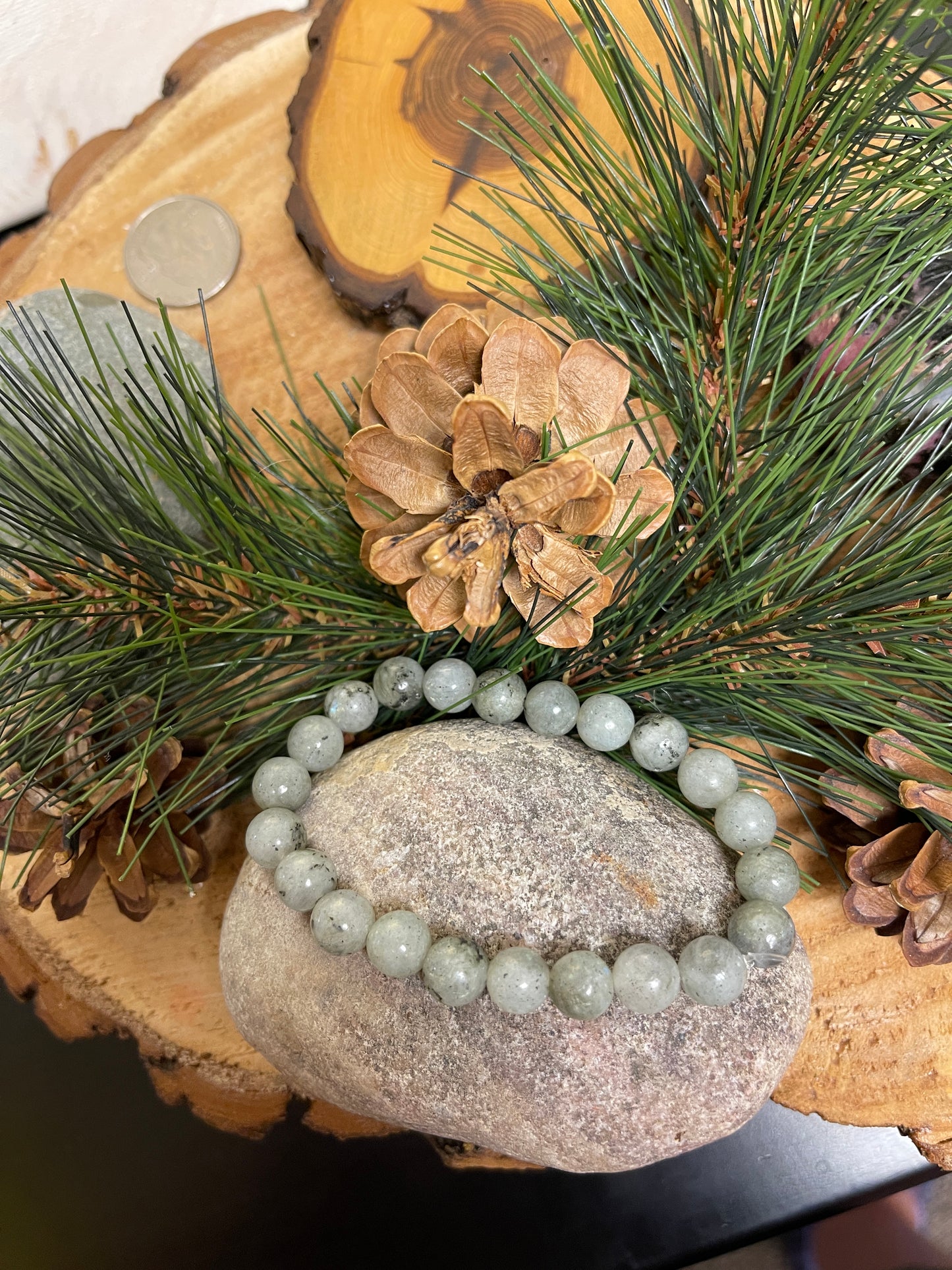 Labradorite gemstone beaded Stretch braceletPink tiful of LOVE
