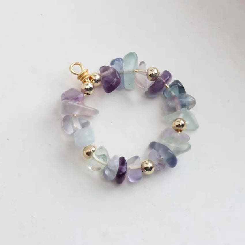 Fluorite Gemstone Nugget Wire EarringsPink tiful of LOVE