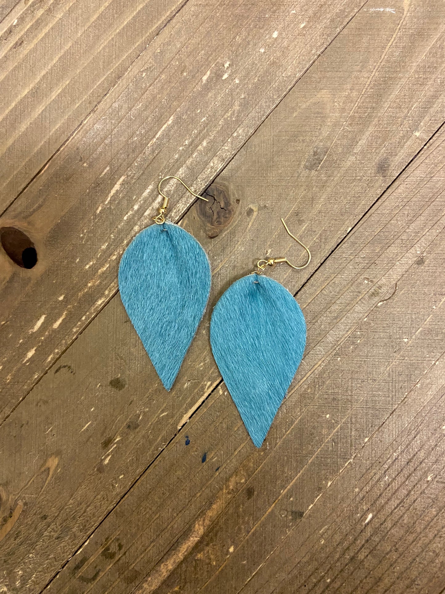 Turquoise Calf Hair Leather Drop Wire EarringsPink tiful of LOVE