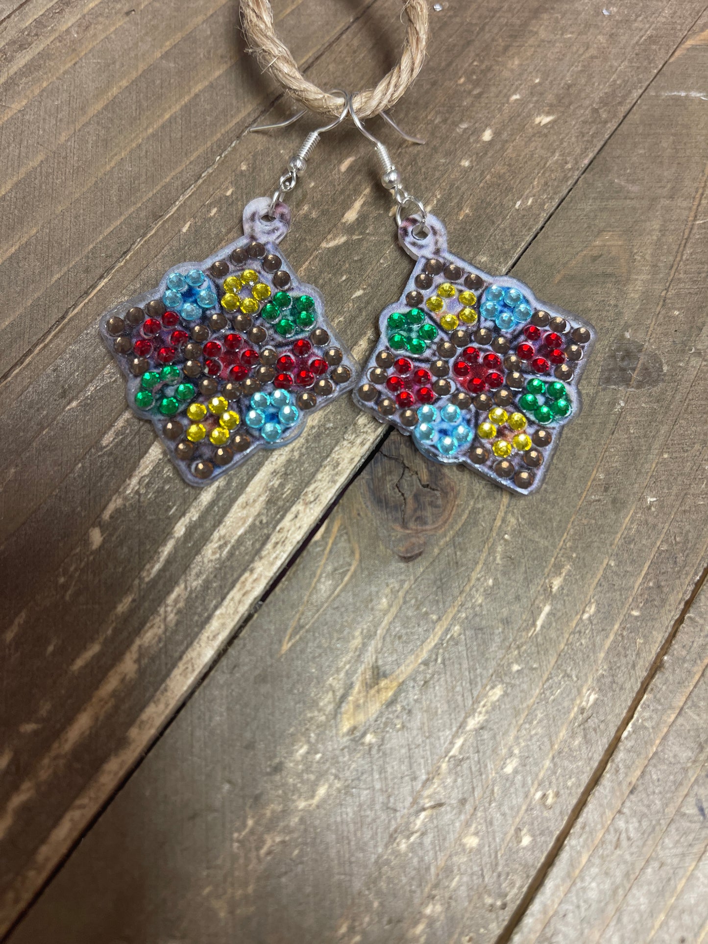 Diamond Painting Diamond Shaped Wire EarringsPink tiful of LOVE