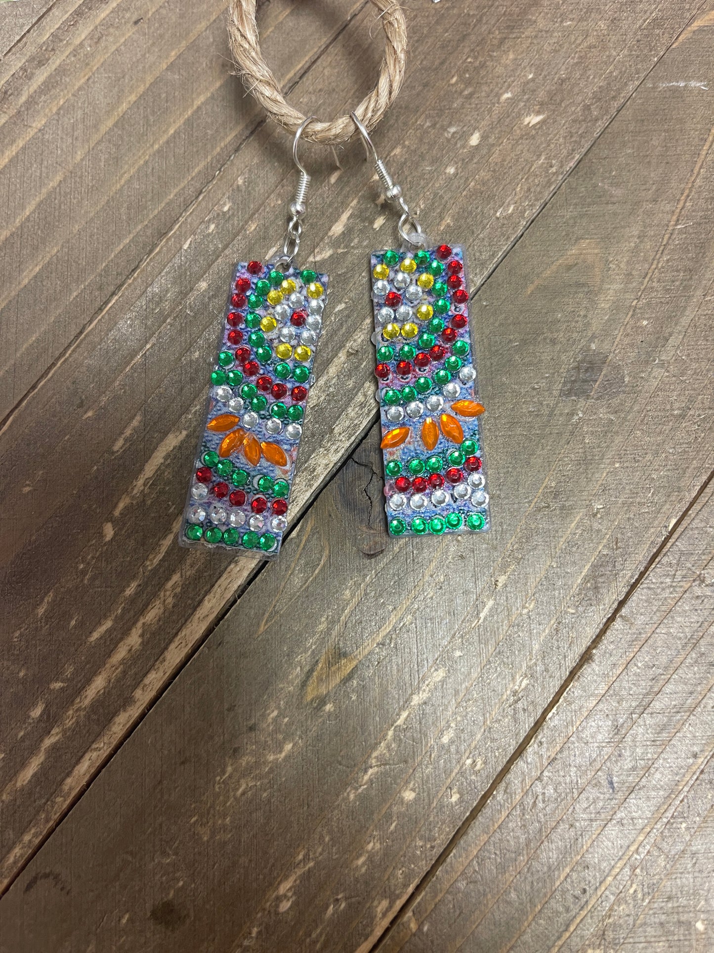 Diamond Painting Rectangle Shaped Wire EarringsPink tiful of LOVE