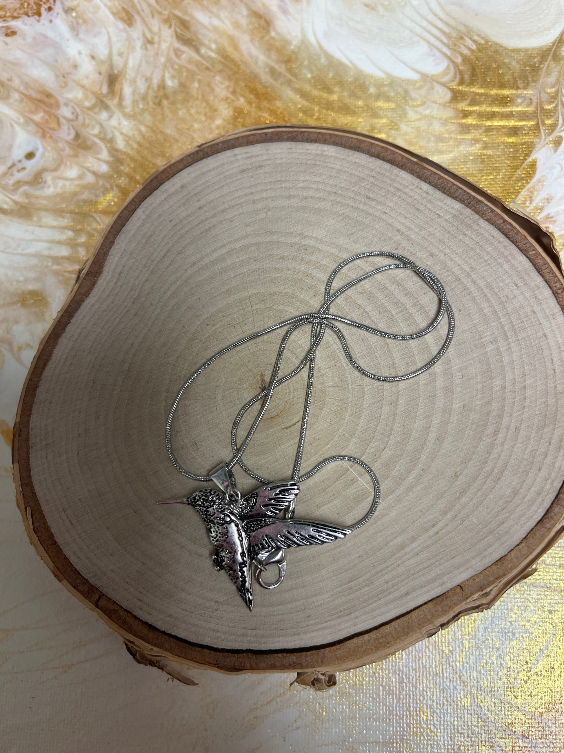 Hummingbird Pendant on a  Silver chain NecklacePink tiful of LOVE