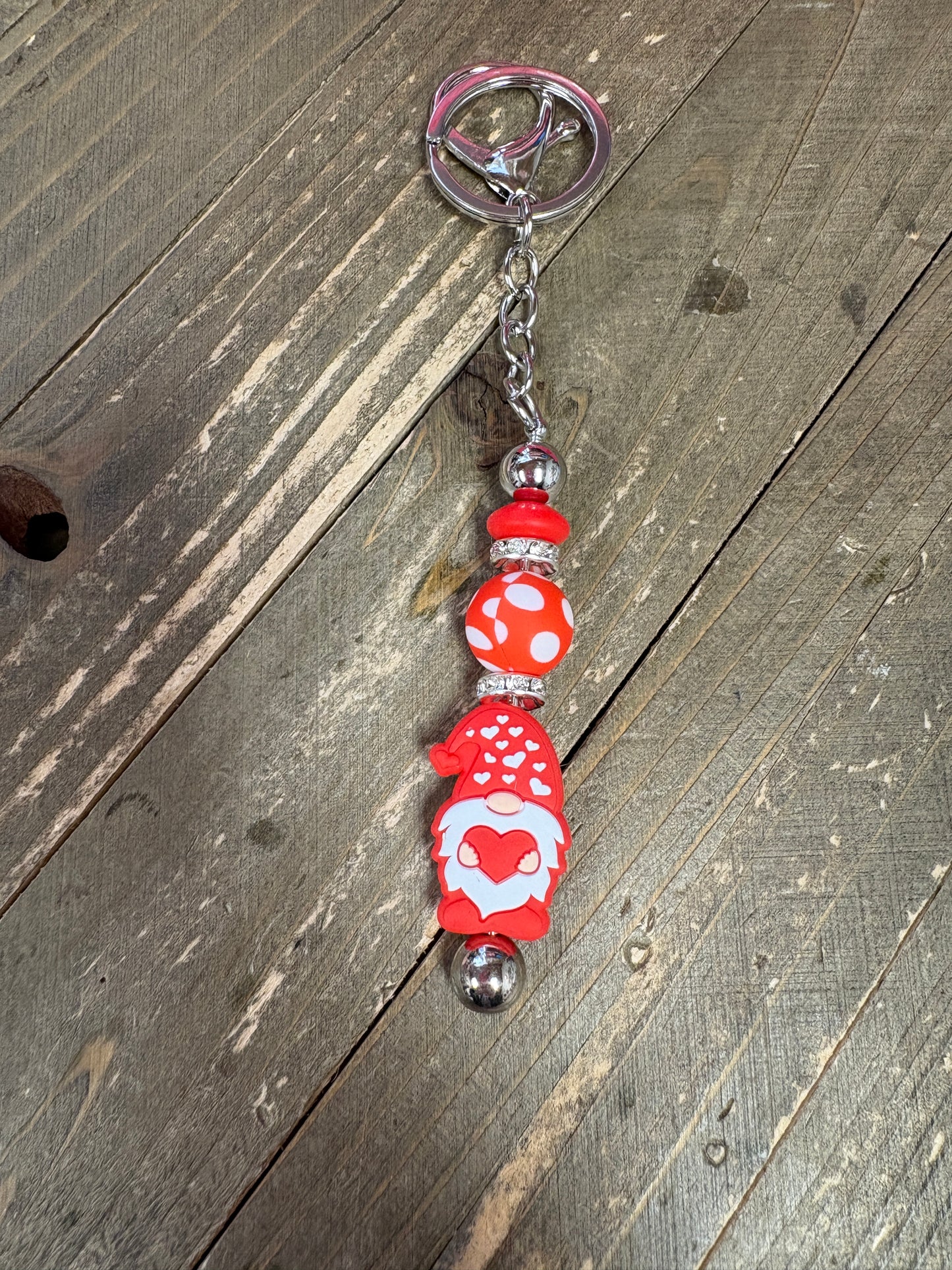 Valentine Gnome dangle Key Chains; assorted colors/gnomes(3 to choose from)