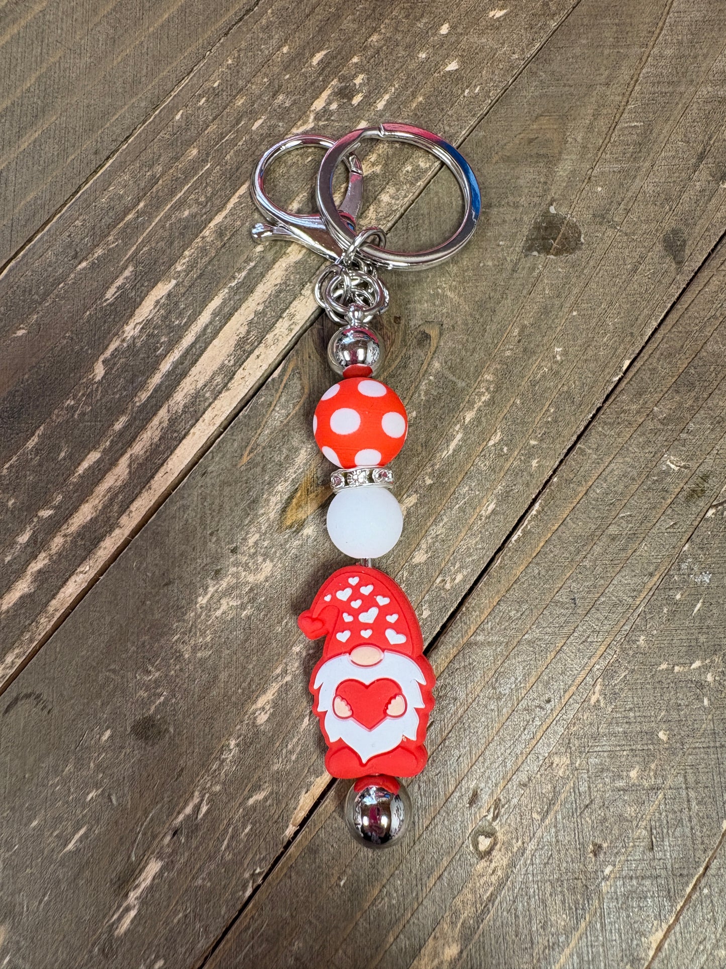 Valentine Gnome dangle Key Chains; assorted colors/gnomes(3 to choose from)