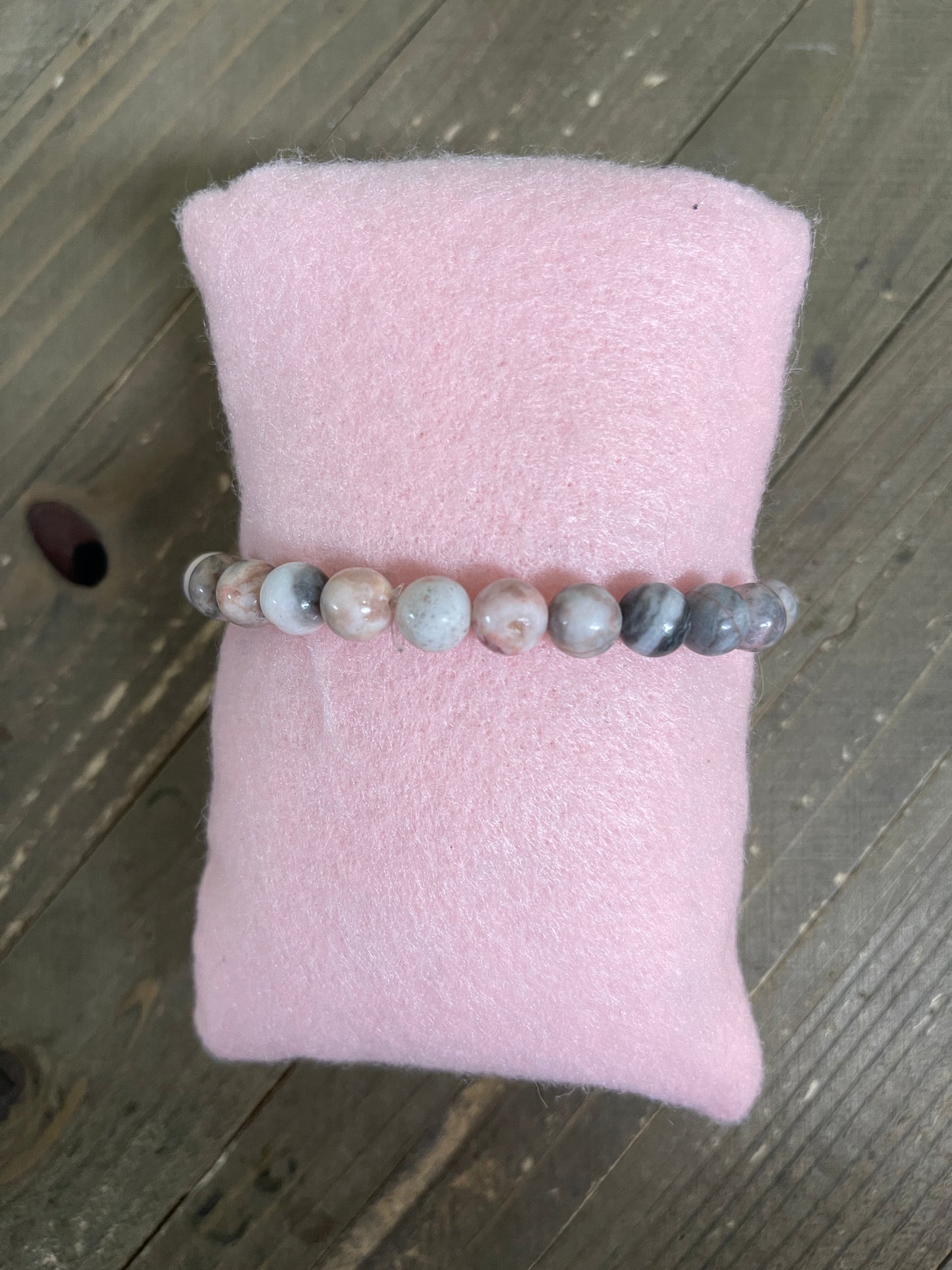 Zebra Jasper gemstone beaded Stretch braceletPink tiful of LOVE