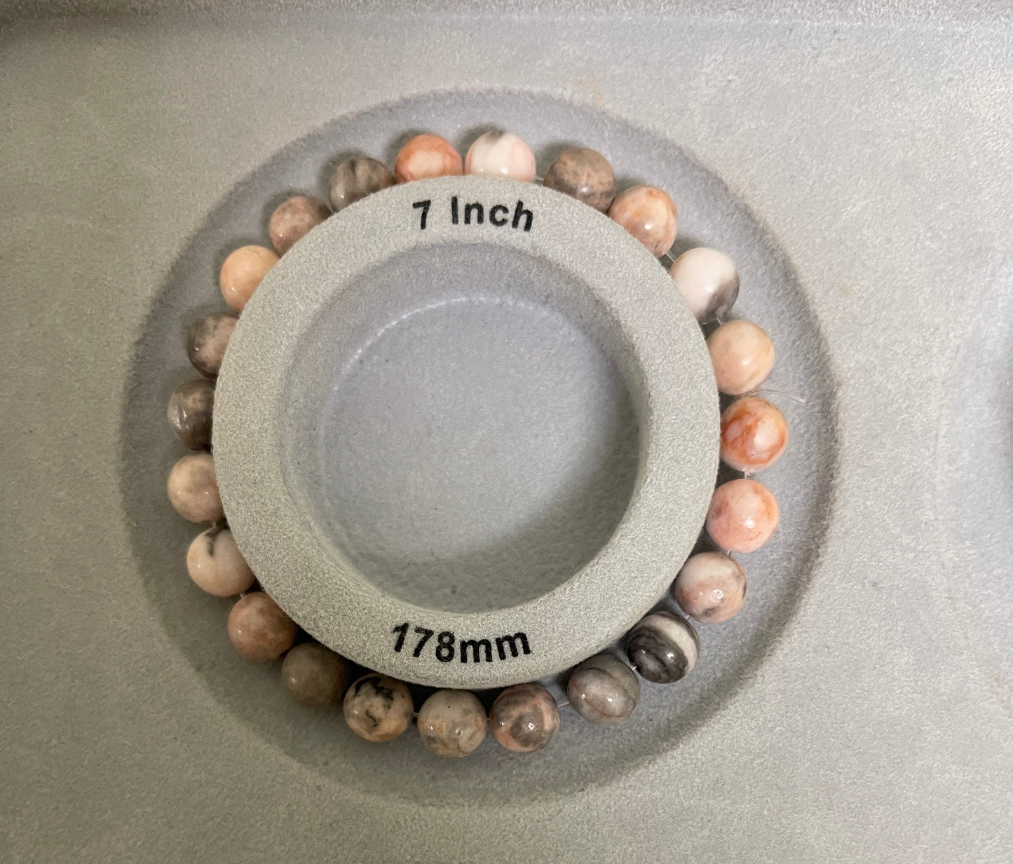 Zebra Jasper gemstone beaded Stretch braceletPink tiful of LOVE