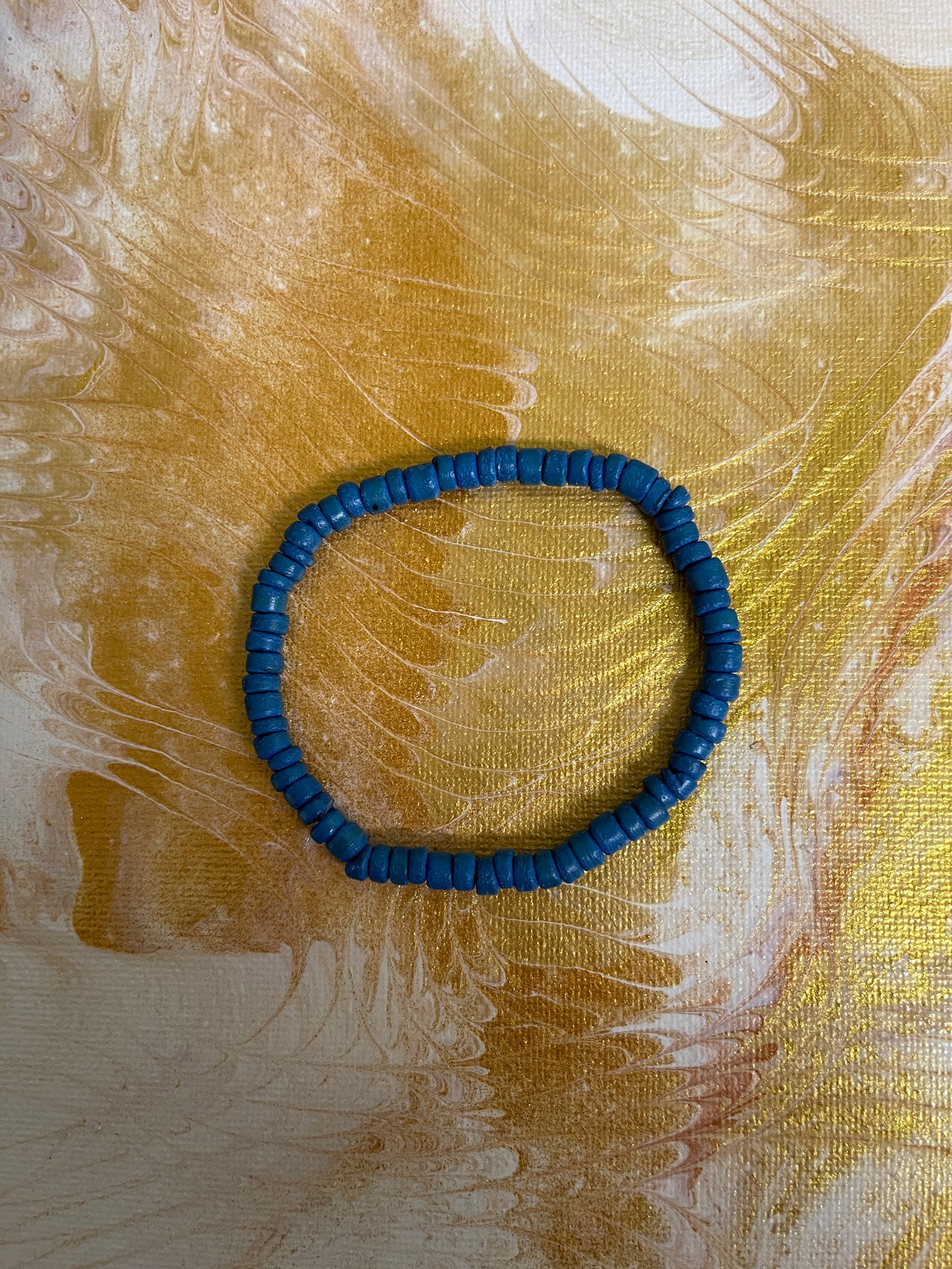 Blue Coconut beaded Stretch bracelet, Wood Coconut beadsPink tiful of LOVE