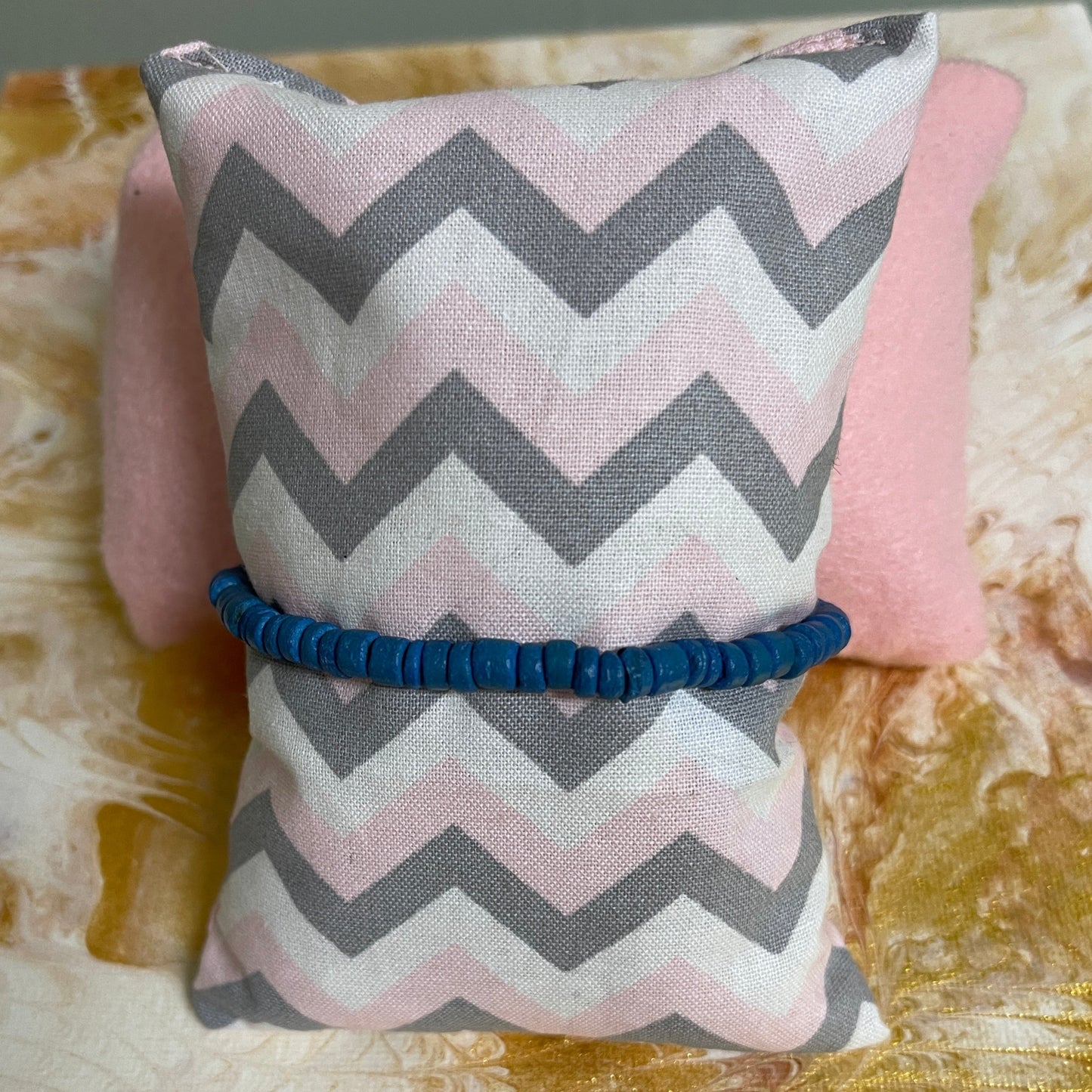 Blue Coconut beaded Stretch bracelet, Wood Coconut beadsPink tiful of LOVE