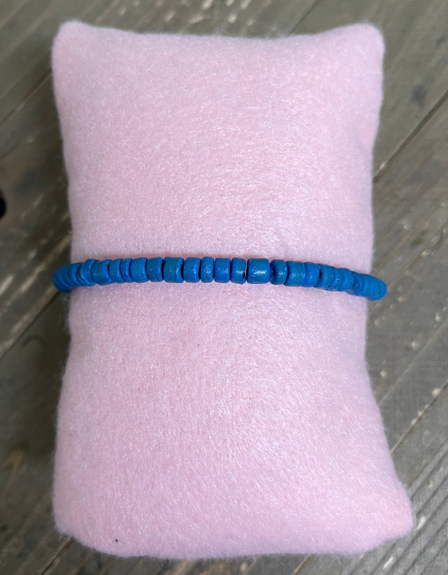 Blue Coconut beaded Stretch bracelet, Wood Coconut beadsPink tiful of LOVE