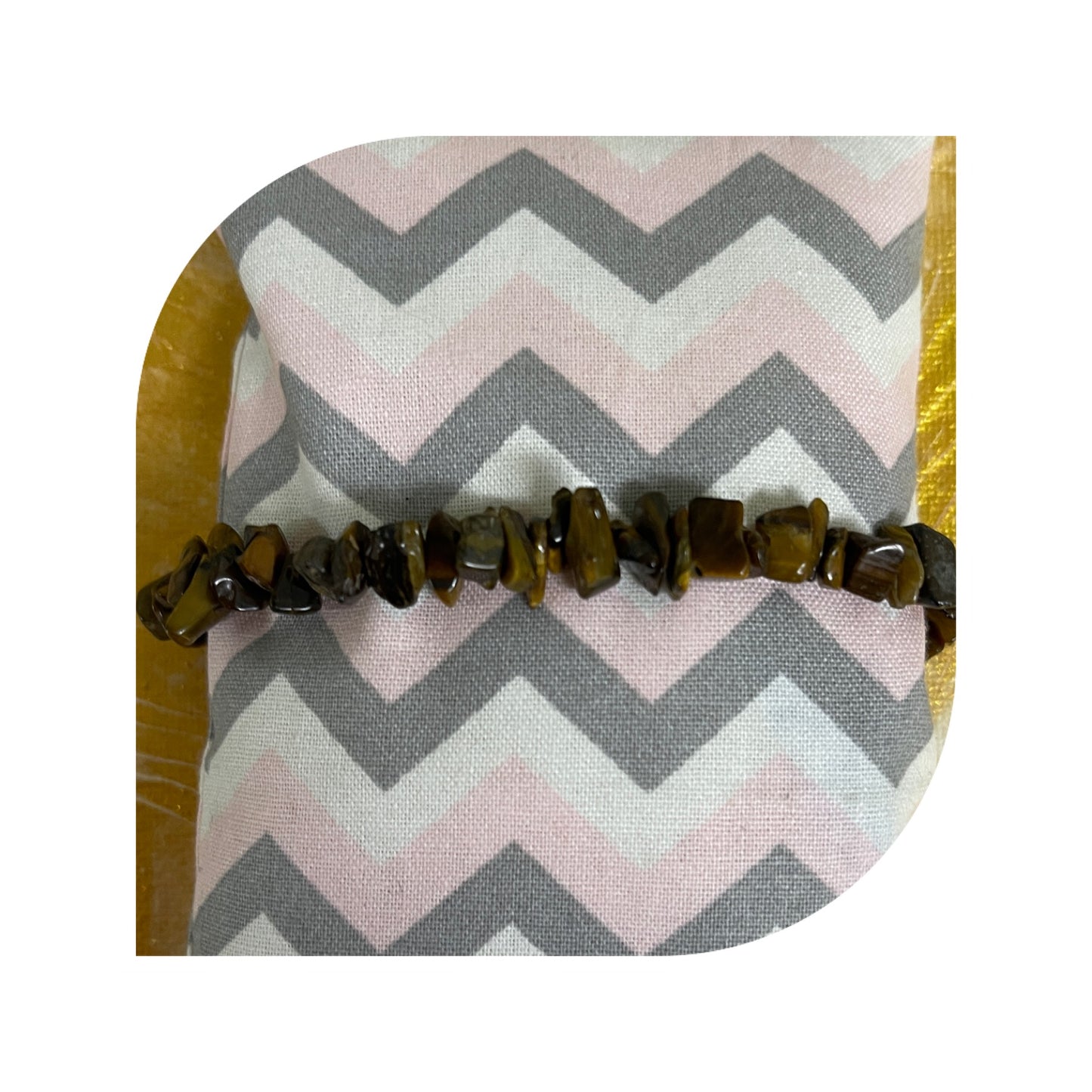 Gold Tiger Eye chip gemstone beaded Stretch braceletPink tiful of LOVE