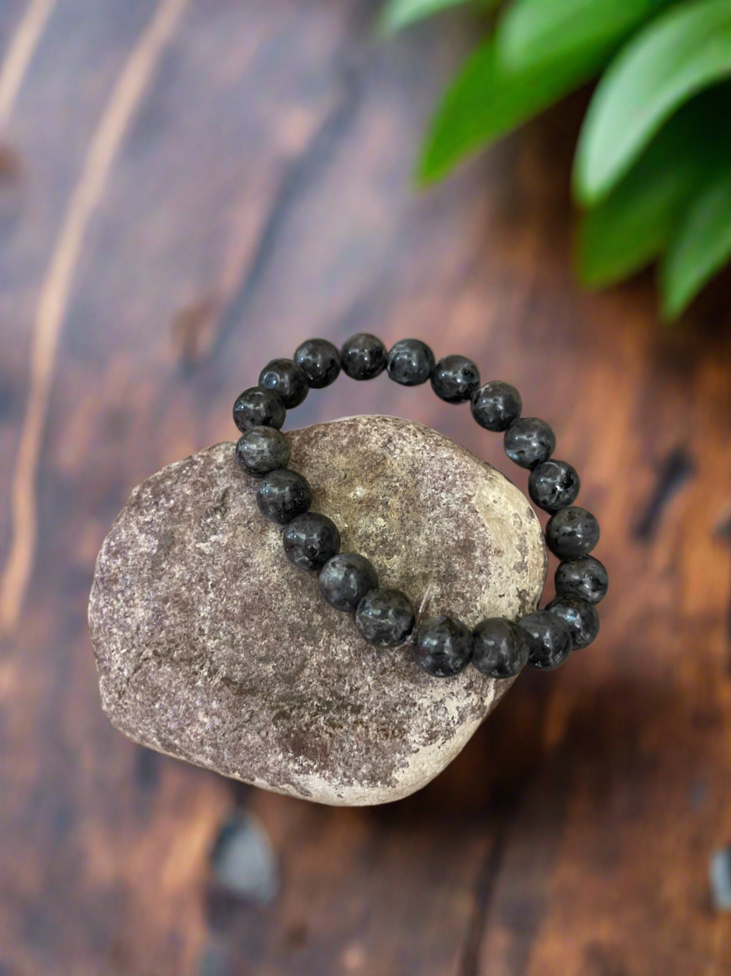 Larvikite beaded Stretch braceletPink tiful of LOVE