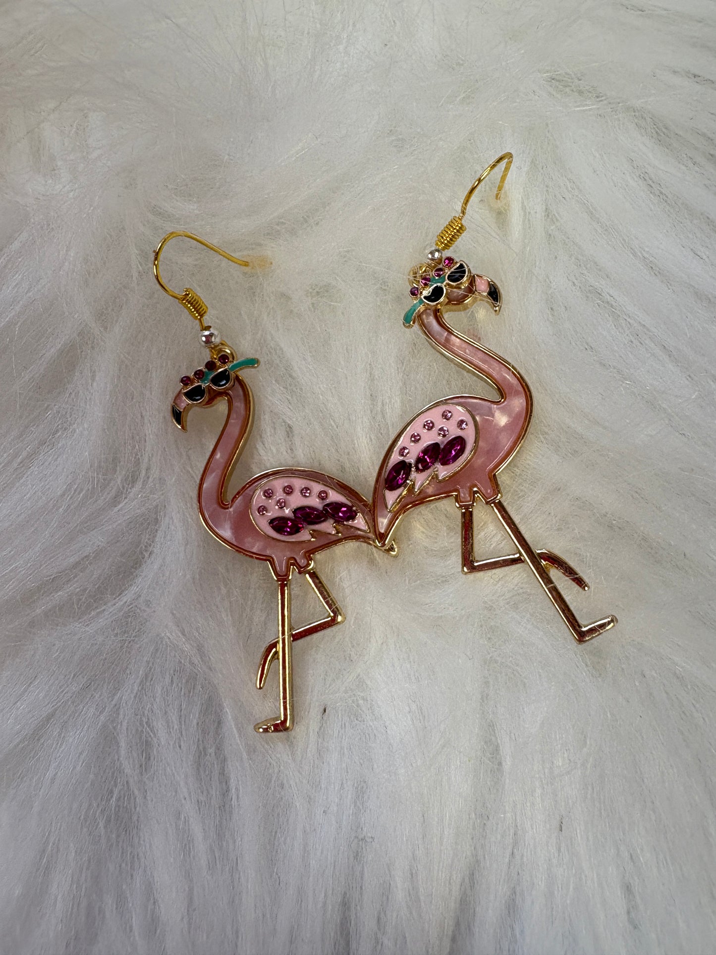 Pink and Jewel Flamingo with Shades Wire Earrings (Copy)