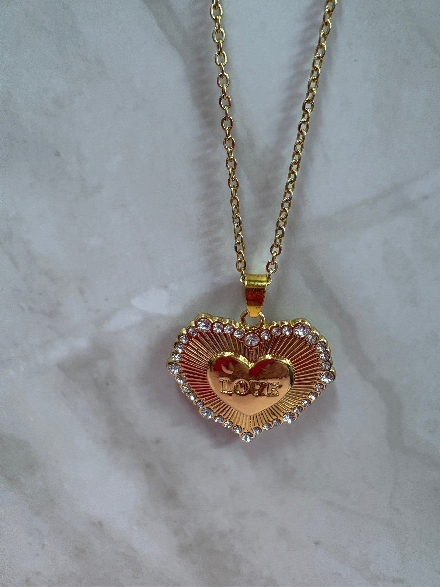 Love Heart Pendant on a Gold Chain Necklace