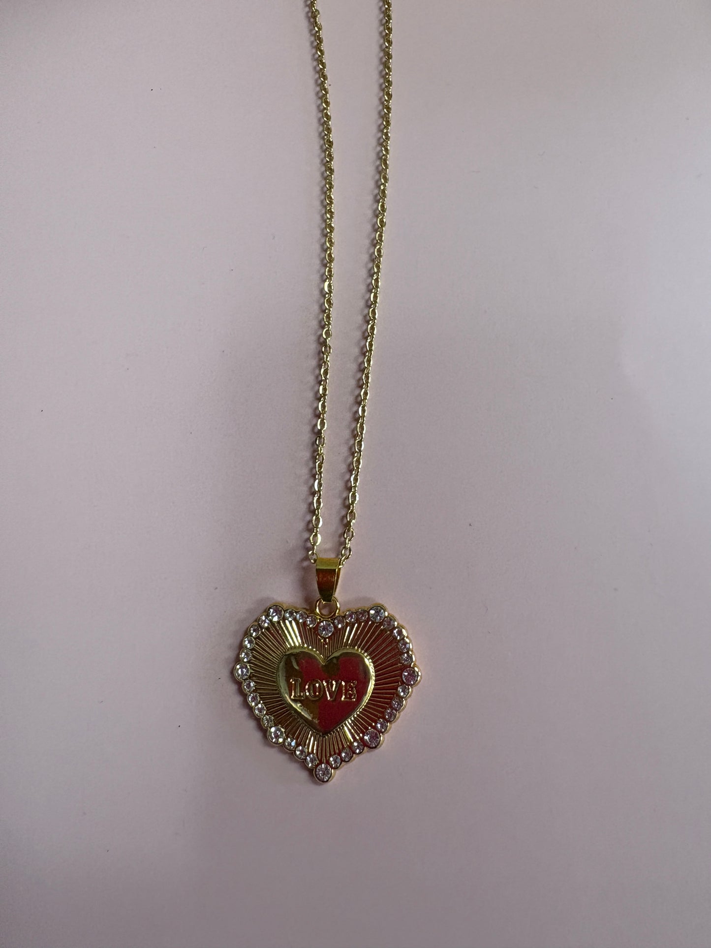 Love Heart Pendant on a Gold Chain Necklace