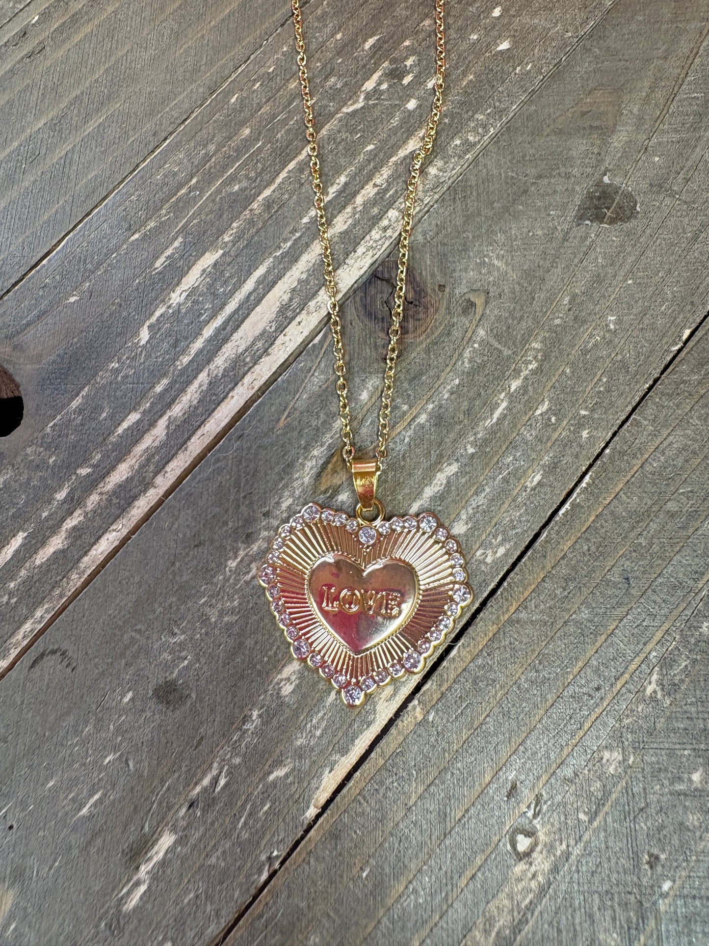 Love Heart Pendant on a Gold Chain Necklace