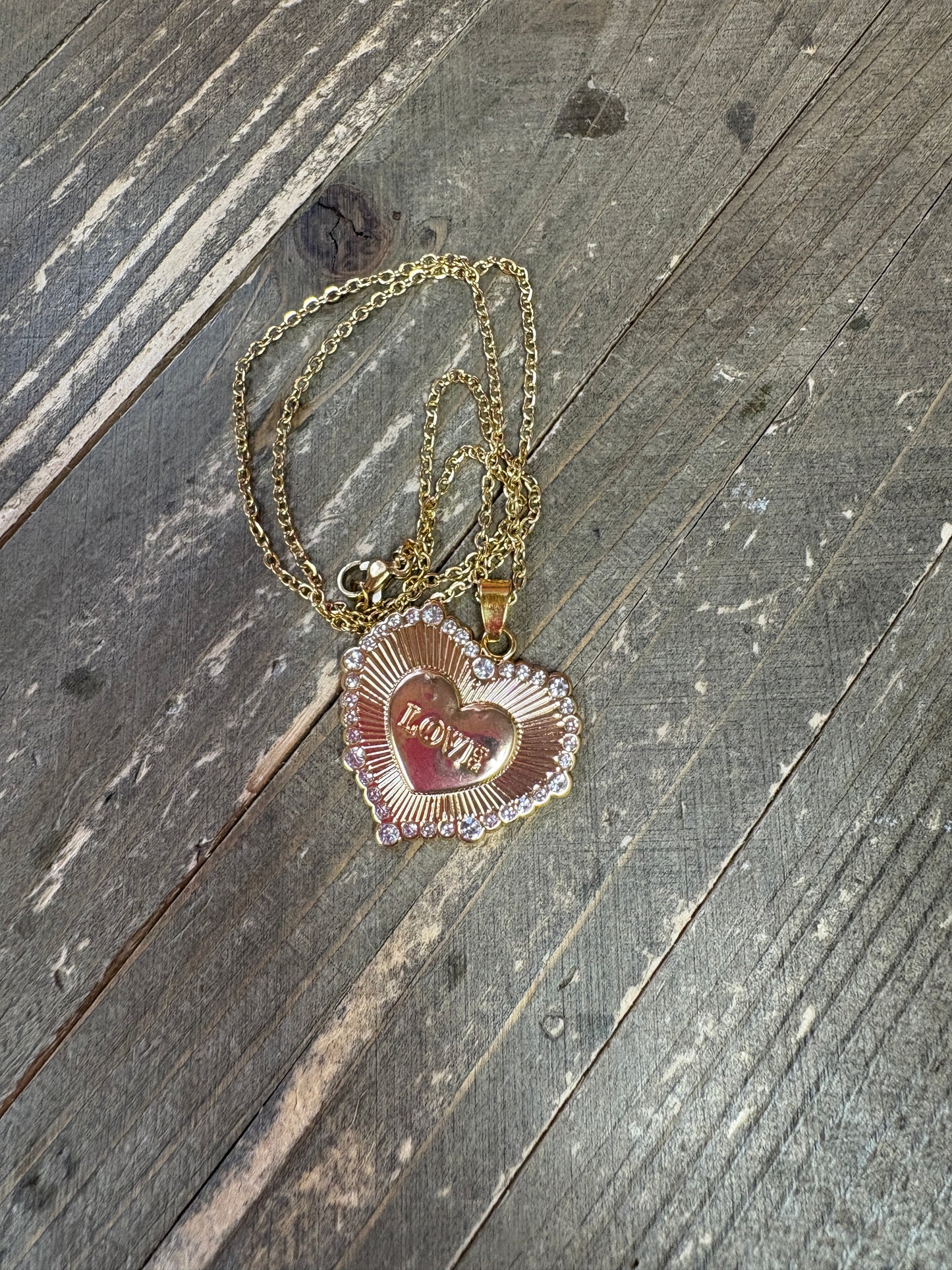 Love Heart Pendant on a Gold Chain Necklace