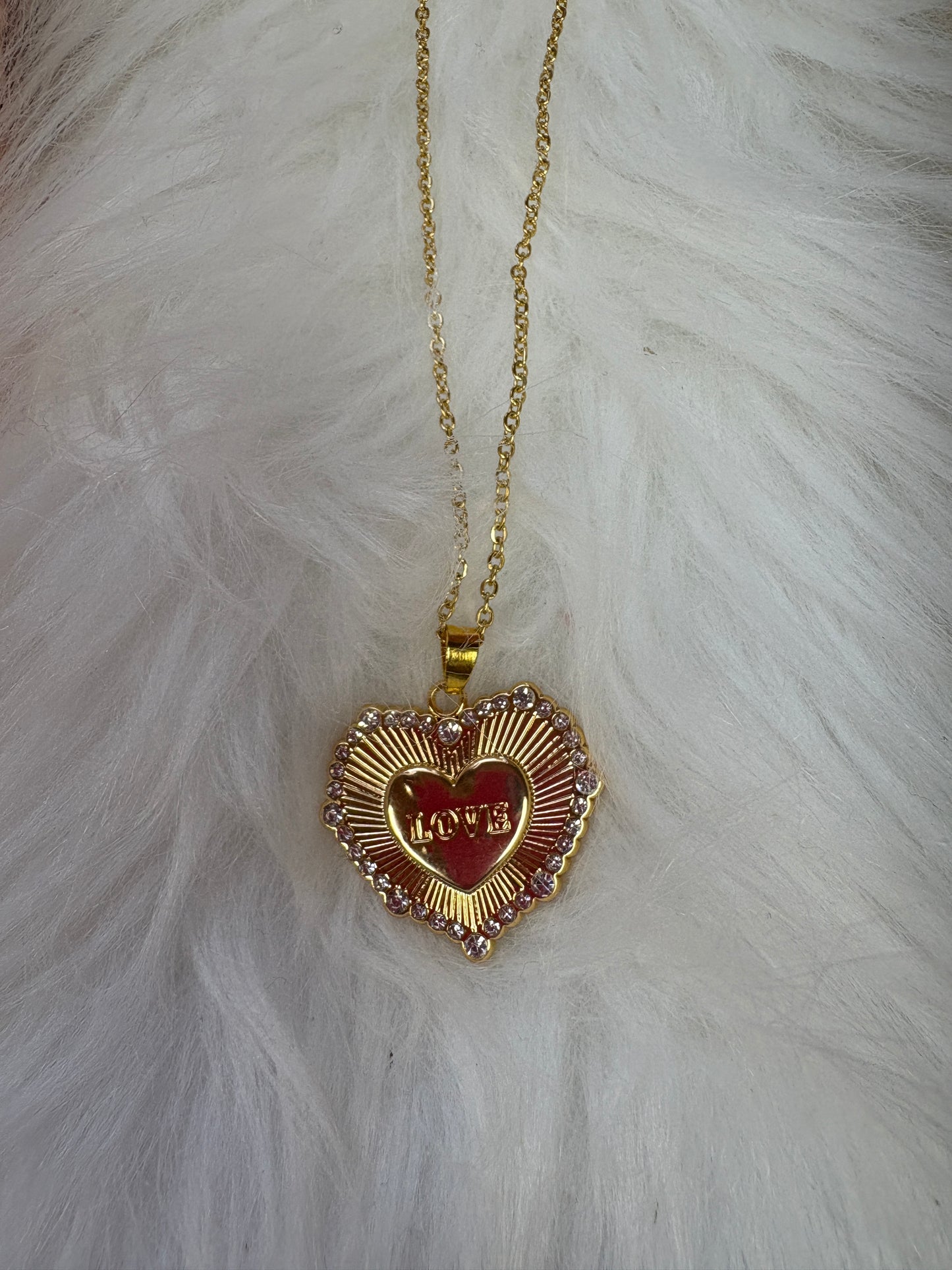 Love Heart Pendant on a Gold Chain Necklace