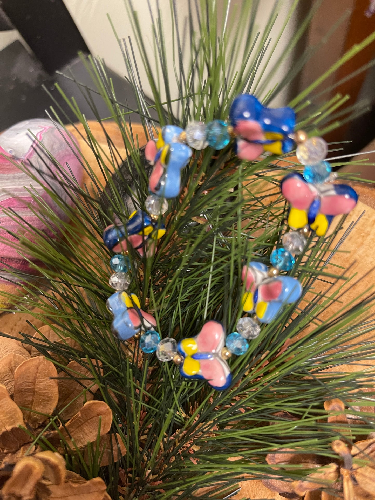 butterfly Beaded Elastic/Stretch BraceletPink tiful of LOVE