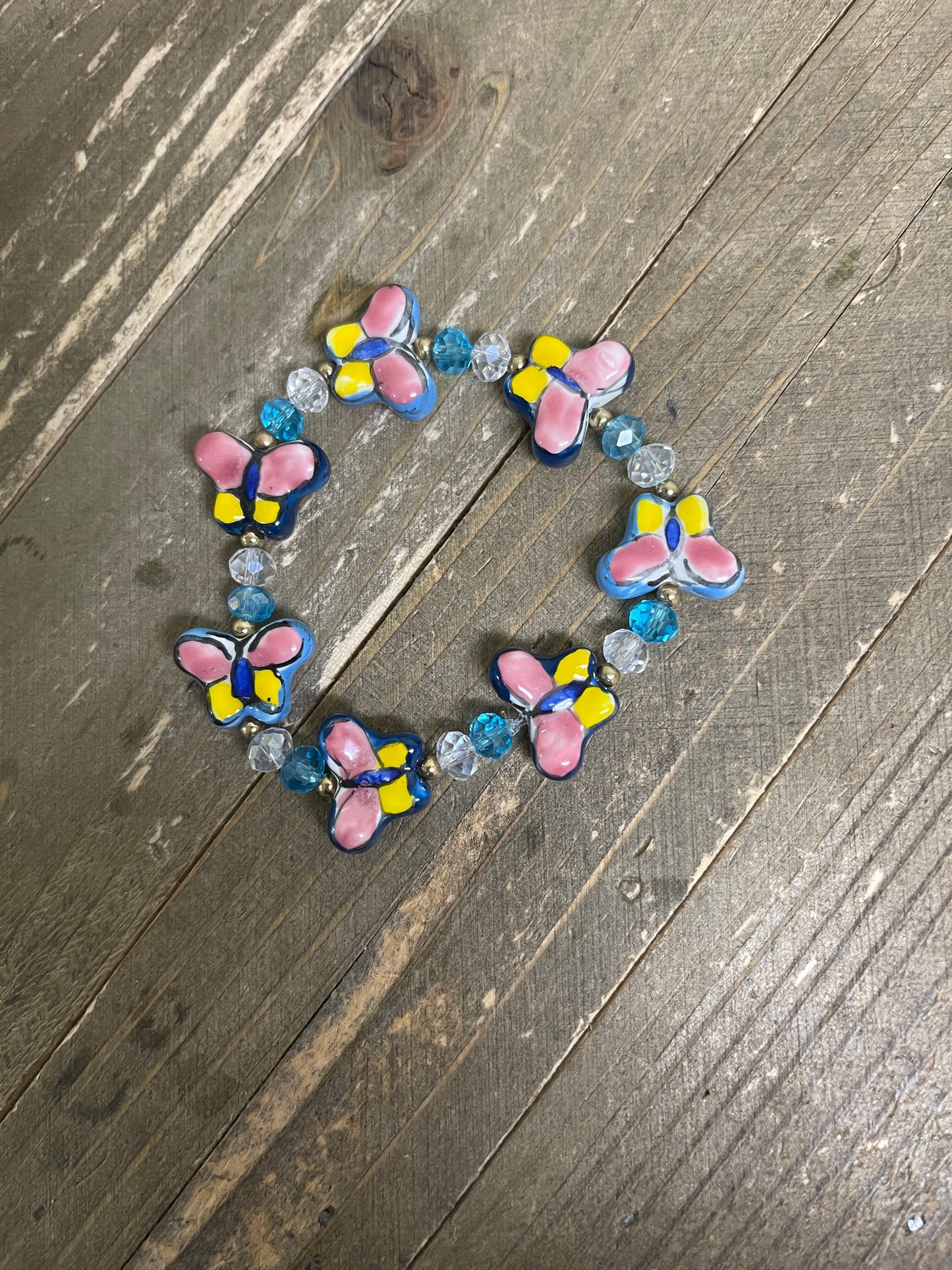butterfly Beaded Elastic/Stretch BraceletPink tiful of LOVE