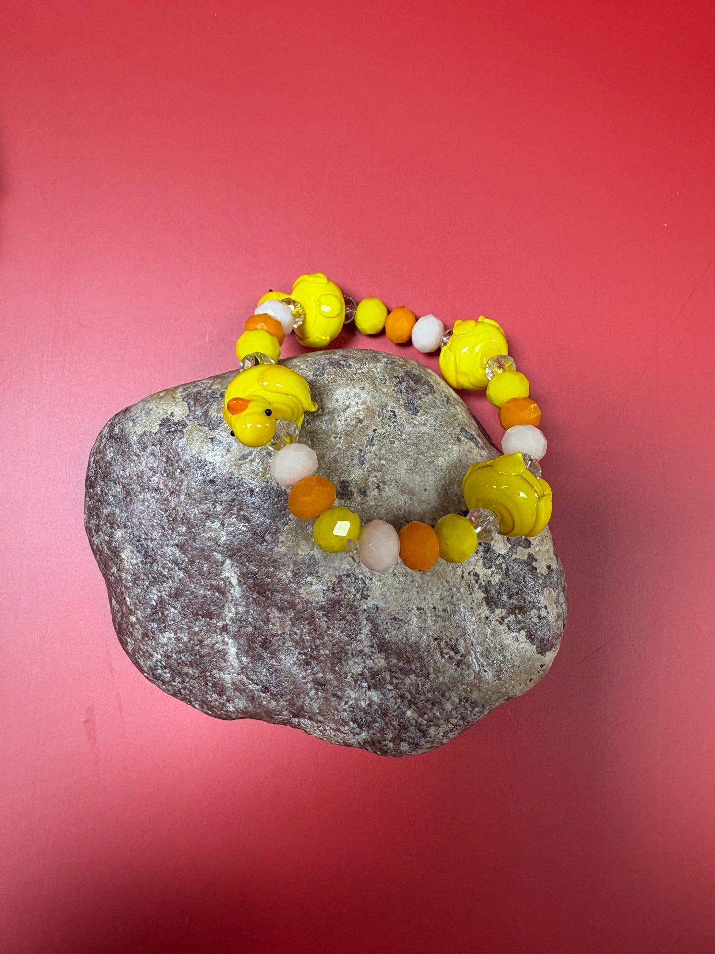 Yellow Duck glass Beaded Bracelet