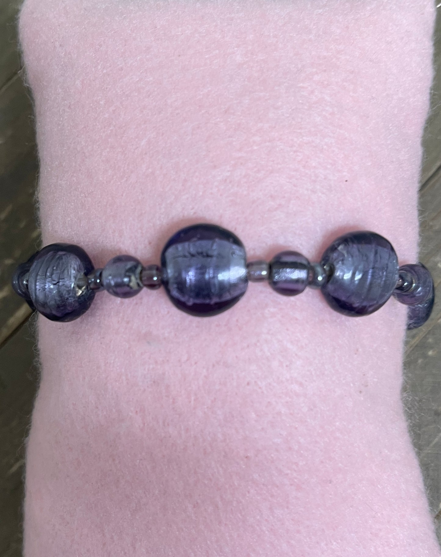 Blue Moon Foiled glass Beaded Elastic/Stretch BraceletPink tiful of LOVE