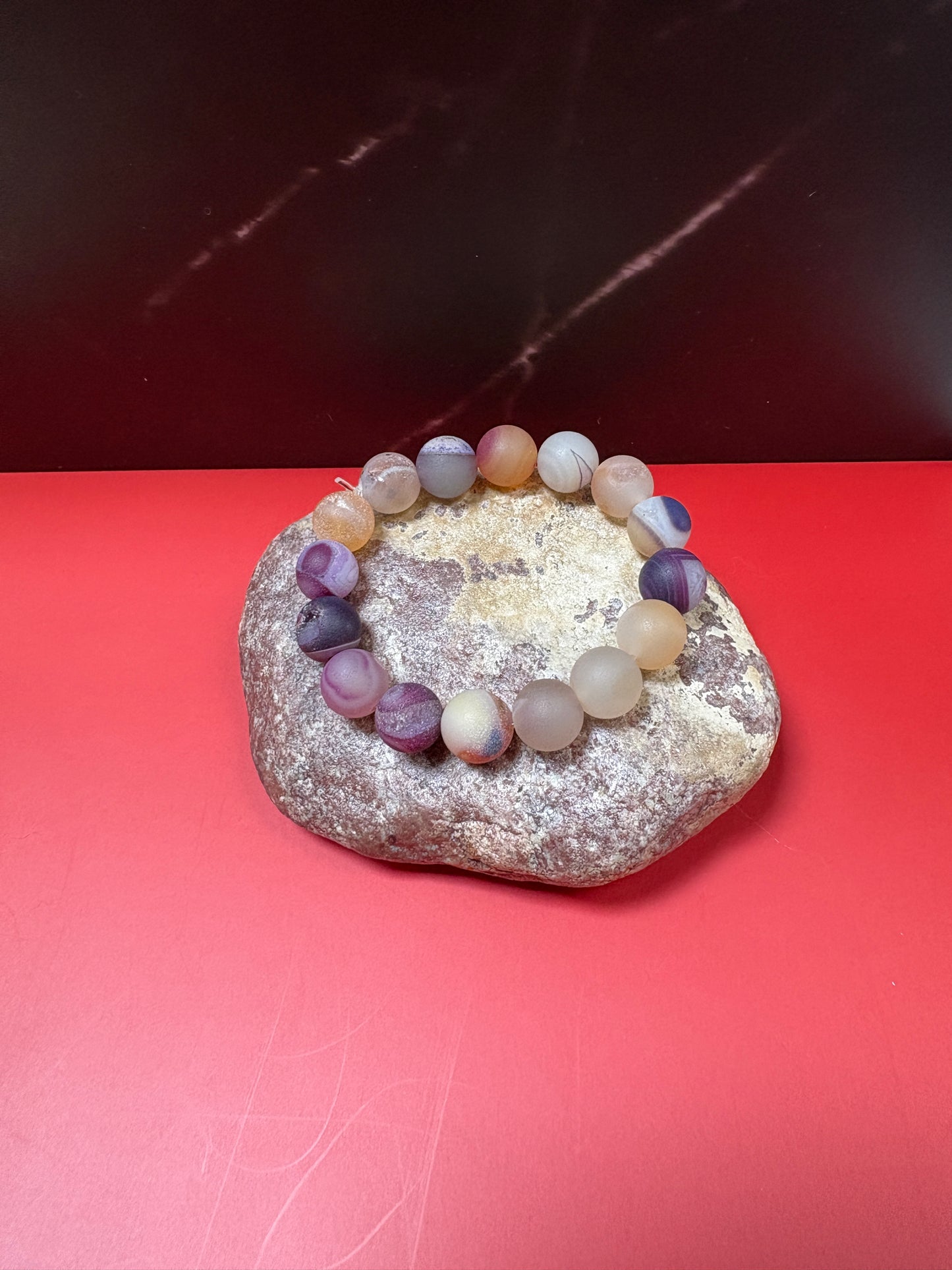 Purple Dyed Agate Beaded Stretch Bracelet