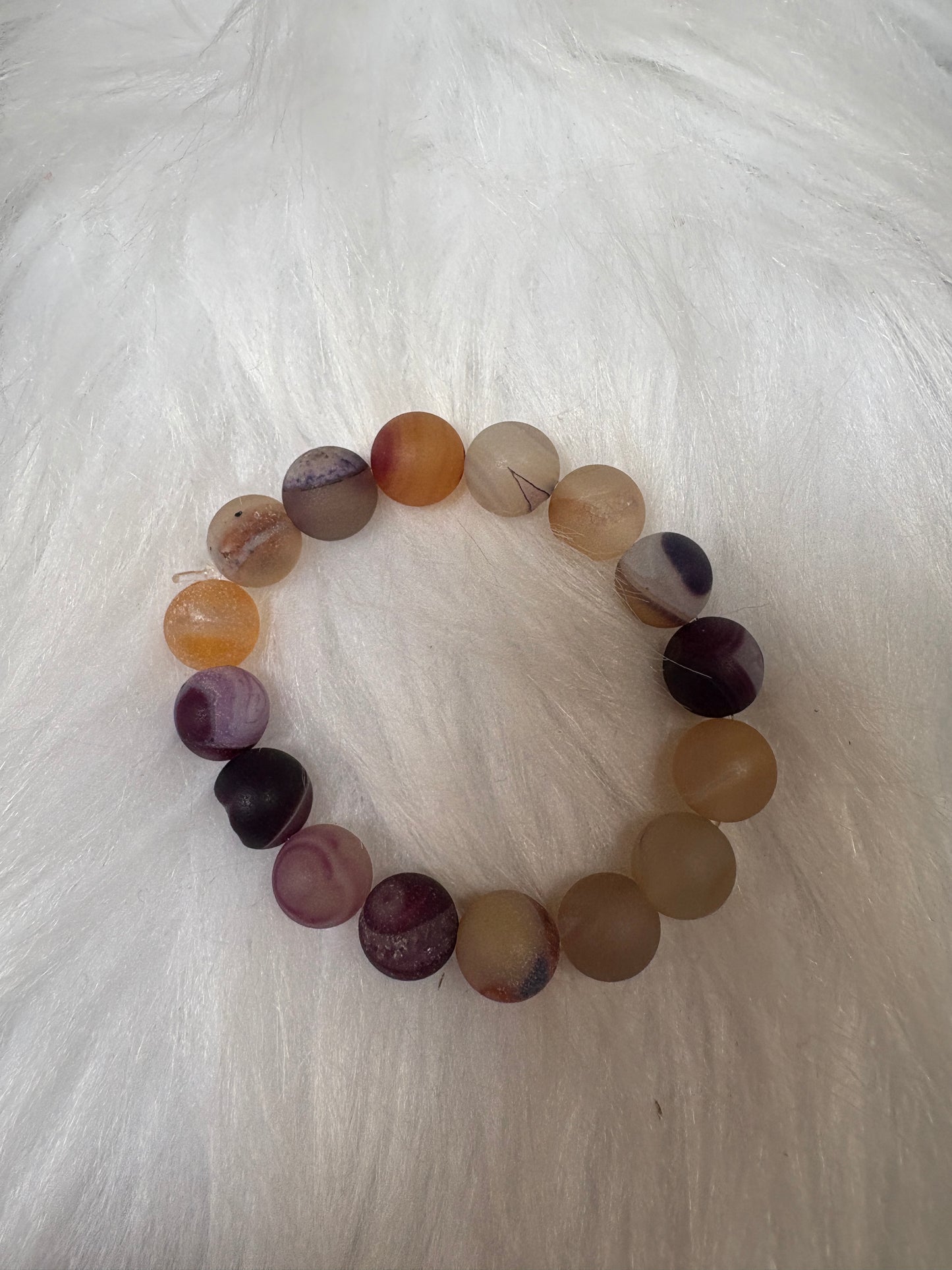Purple Dyed Agate Beaded Stretch Bracelet