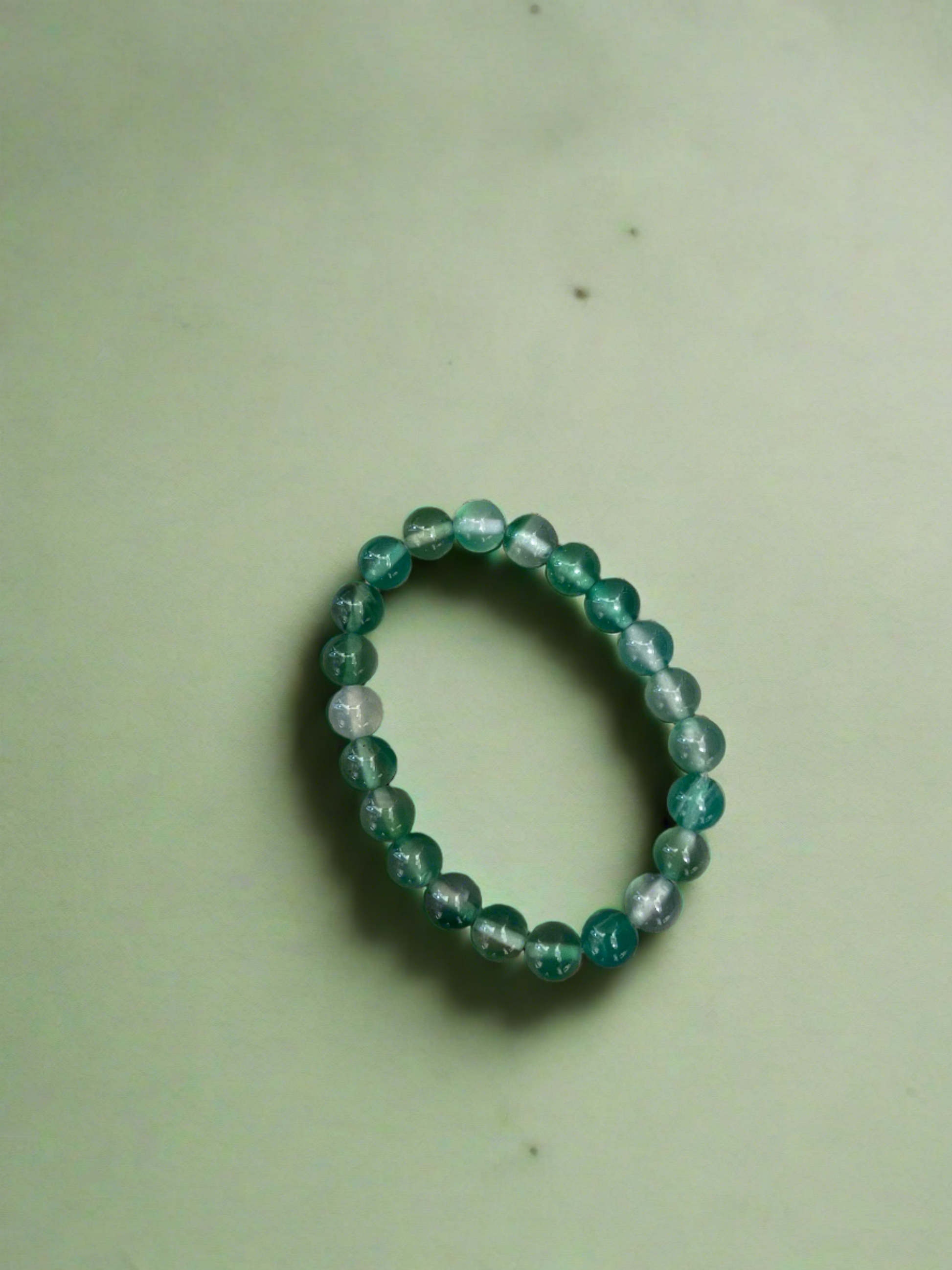 Green banded Agate gemstone beaded Stretch braceletPink tiful of LOVE