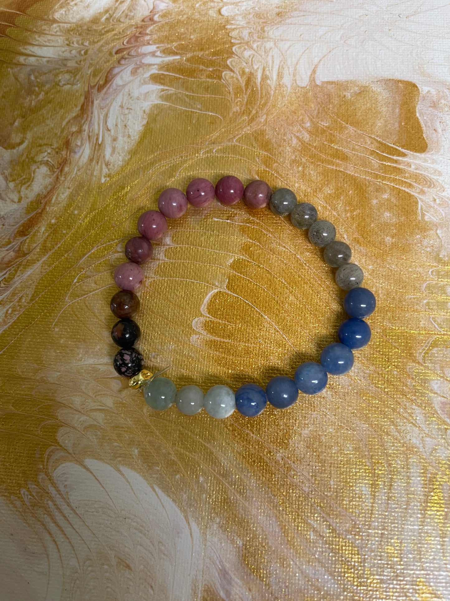 Wildflower Meadow Beaded Elastic Bracelet; Natural Gemstones; perfect gift for him or herPink tiful of LOVE
