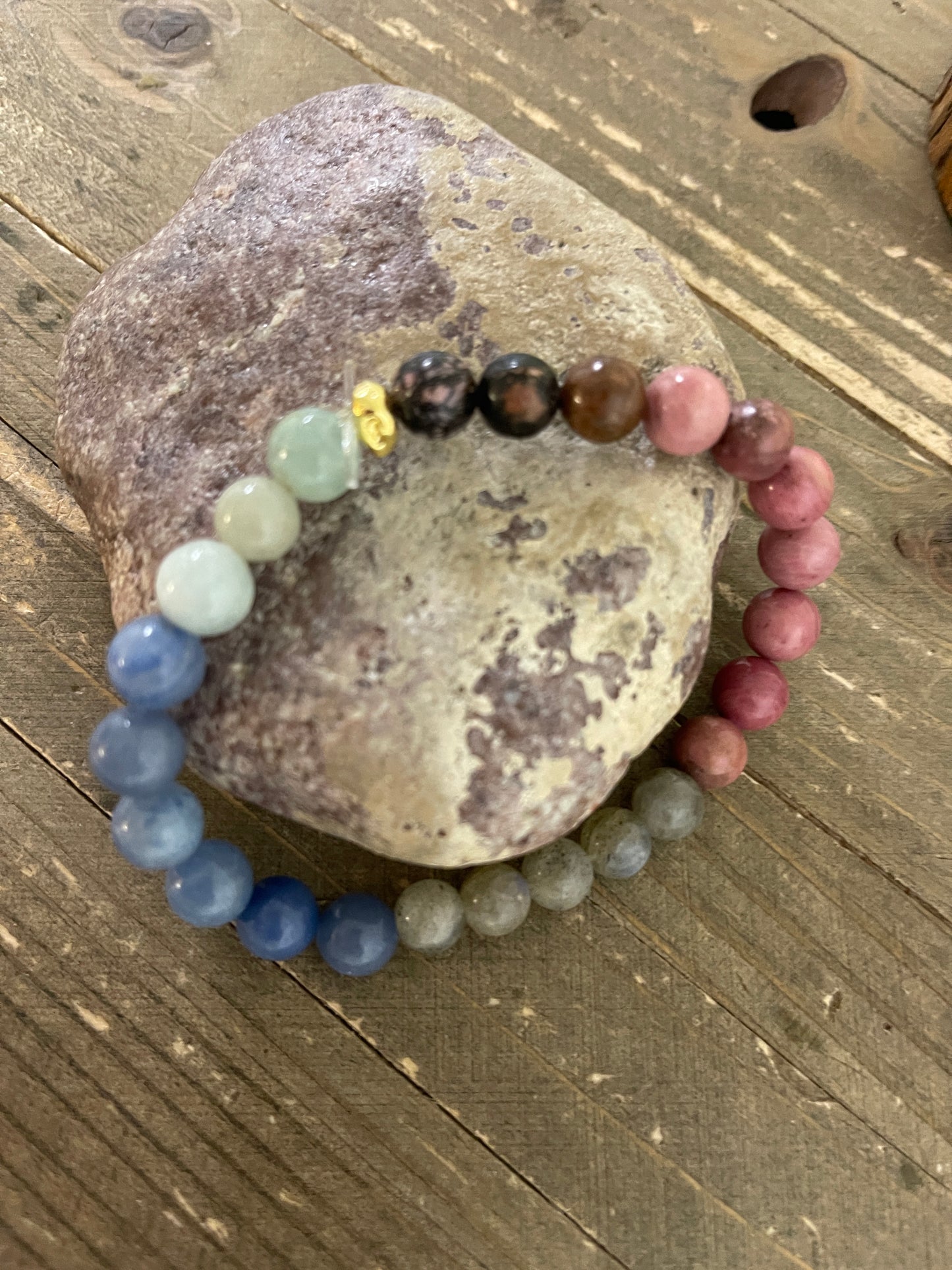 Wildflower Meadow Beaded Elastic Bracelet; Natural Gemstones; perfect gift for him or herPink tiful of LOVE