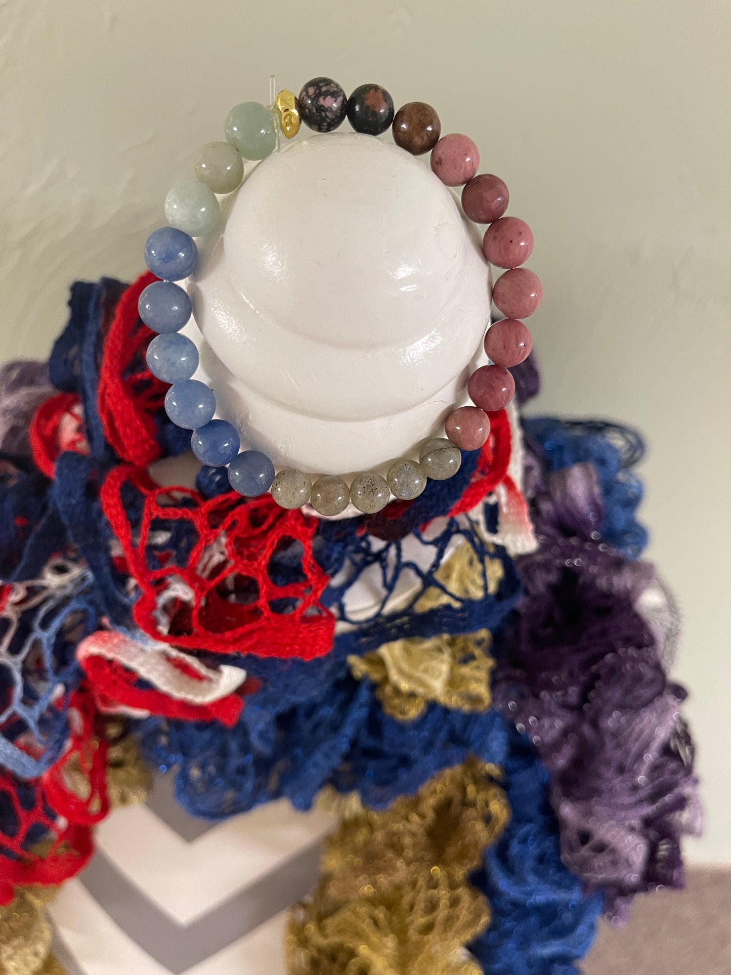 Wildflower Meadow Beaded Elastic Bracelet; Natural Gemstones; perfect gift for him or herPink tiful of LOVE