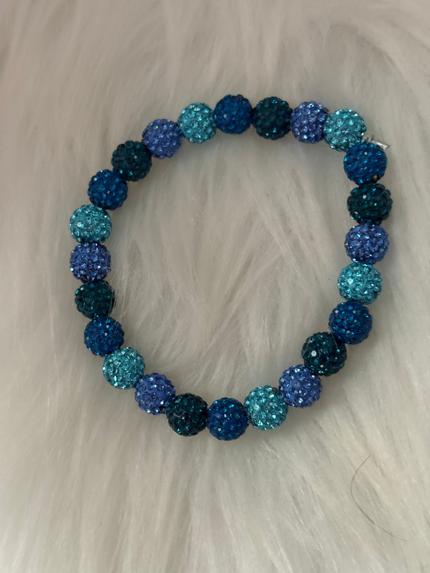 Blue Rhinestone Round Beaded Bracelet