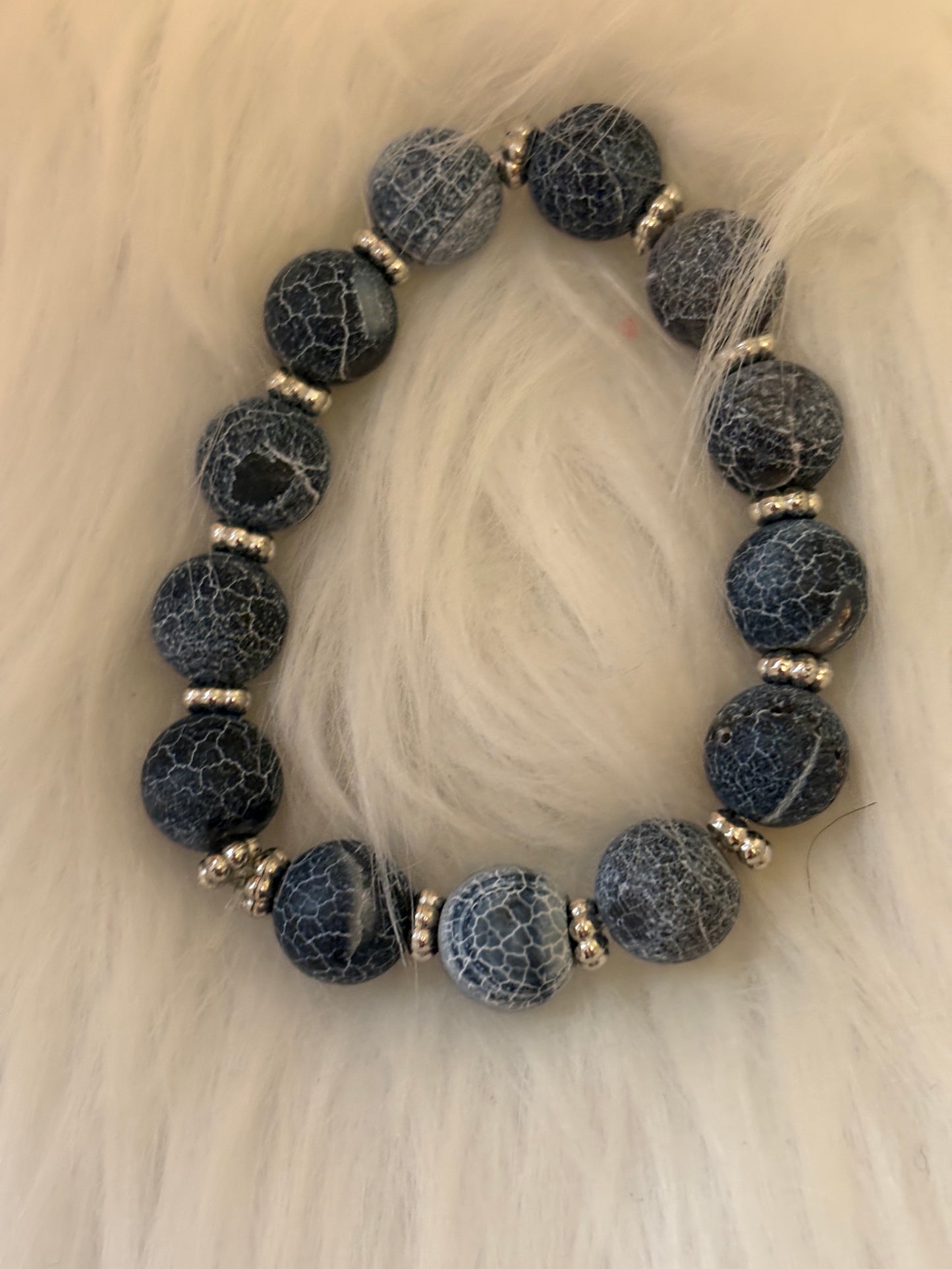 Gray Agate Stone Beaded Bracelet