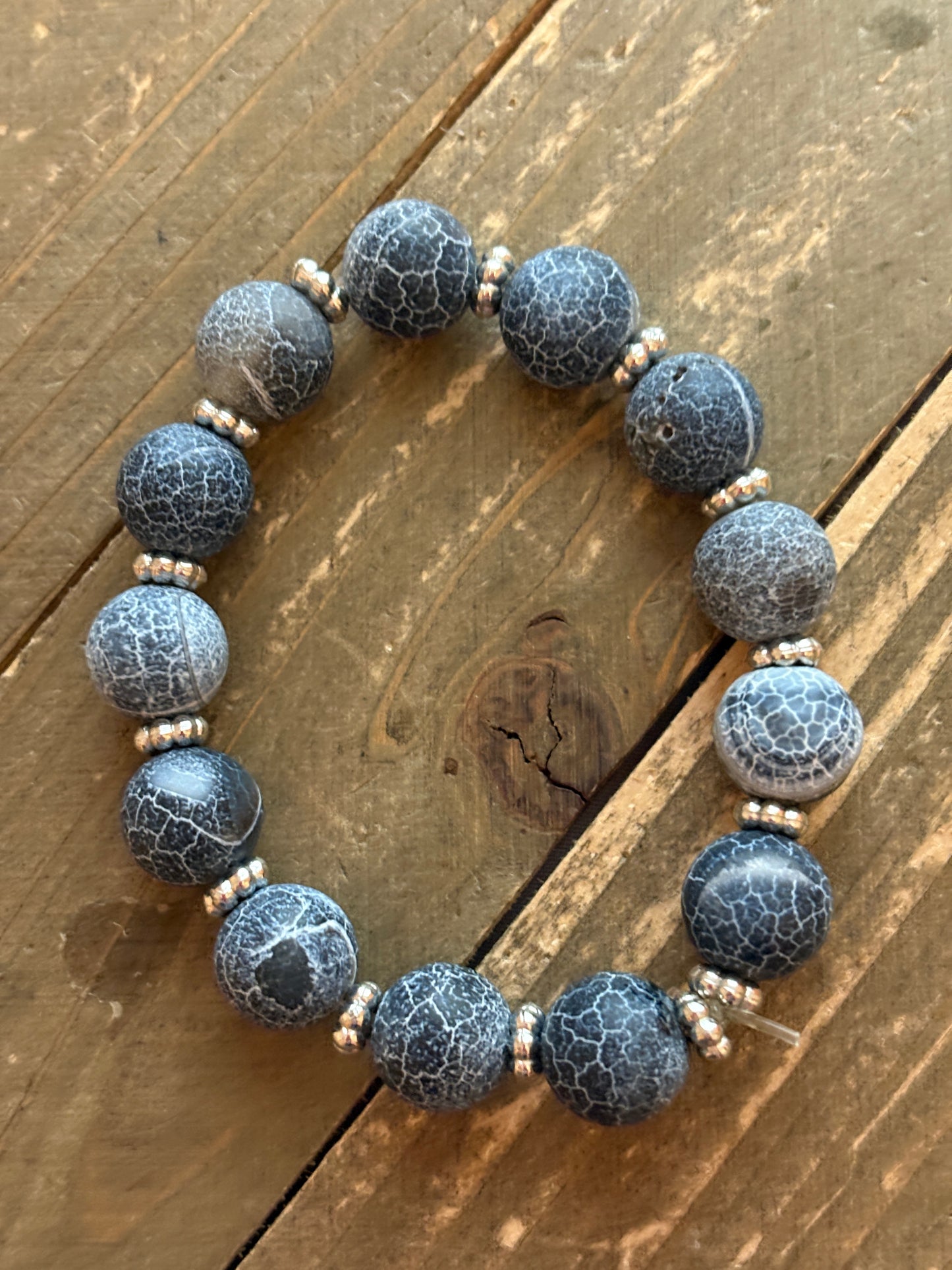 Gray Agate Stone Beaded Bracelet