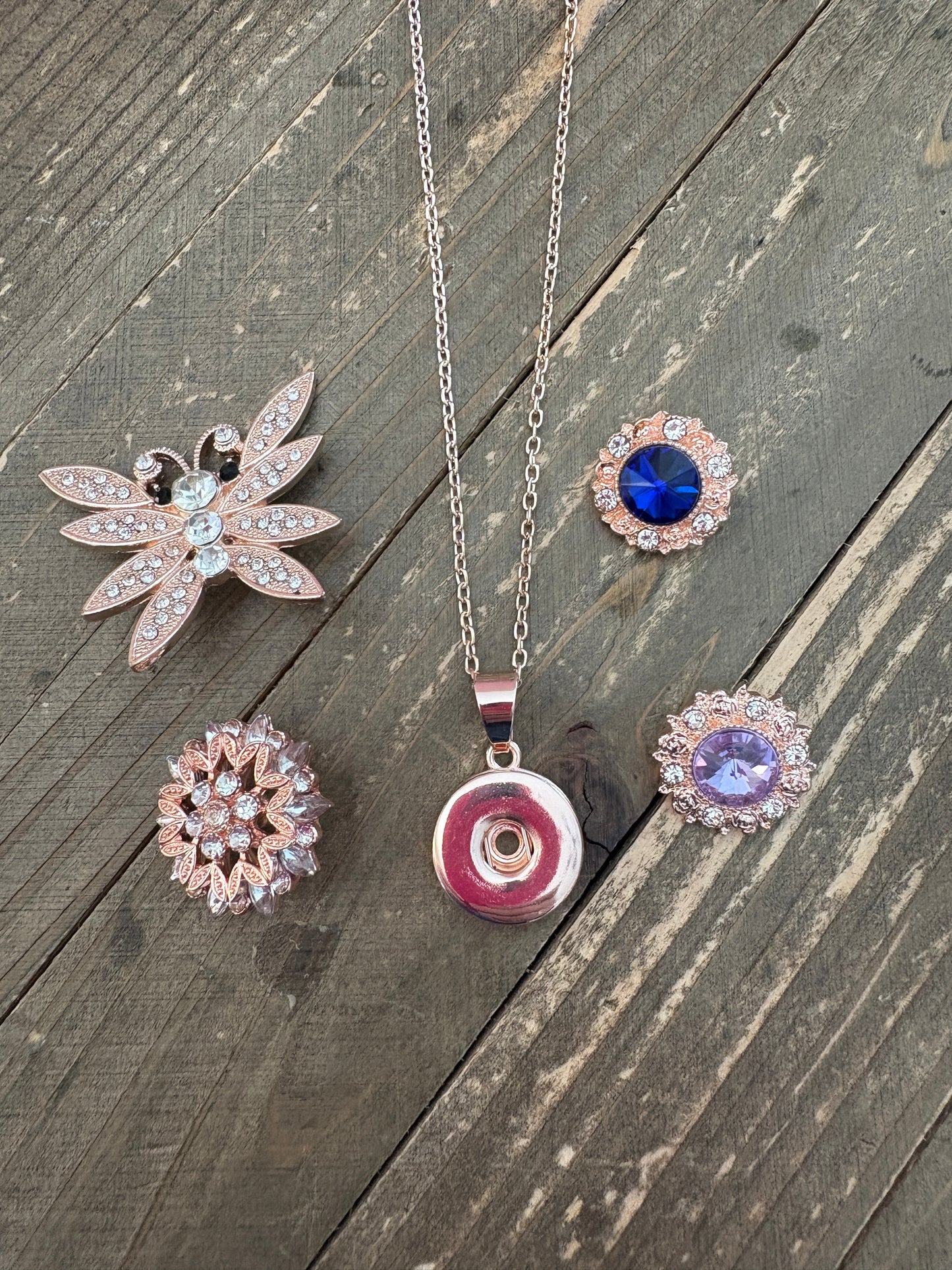 Starter Set-Rose Gold Snap Jewelry (4 Snaps & snap pendant with chain)