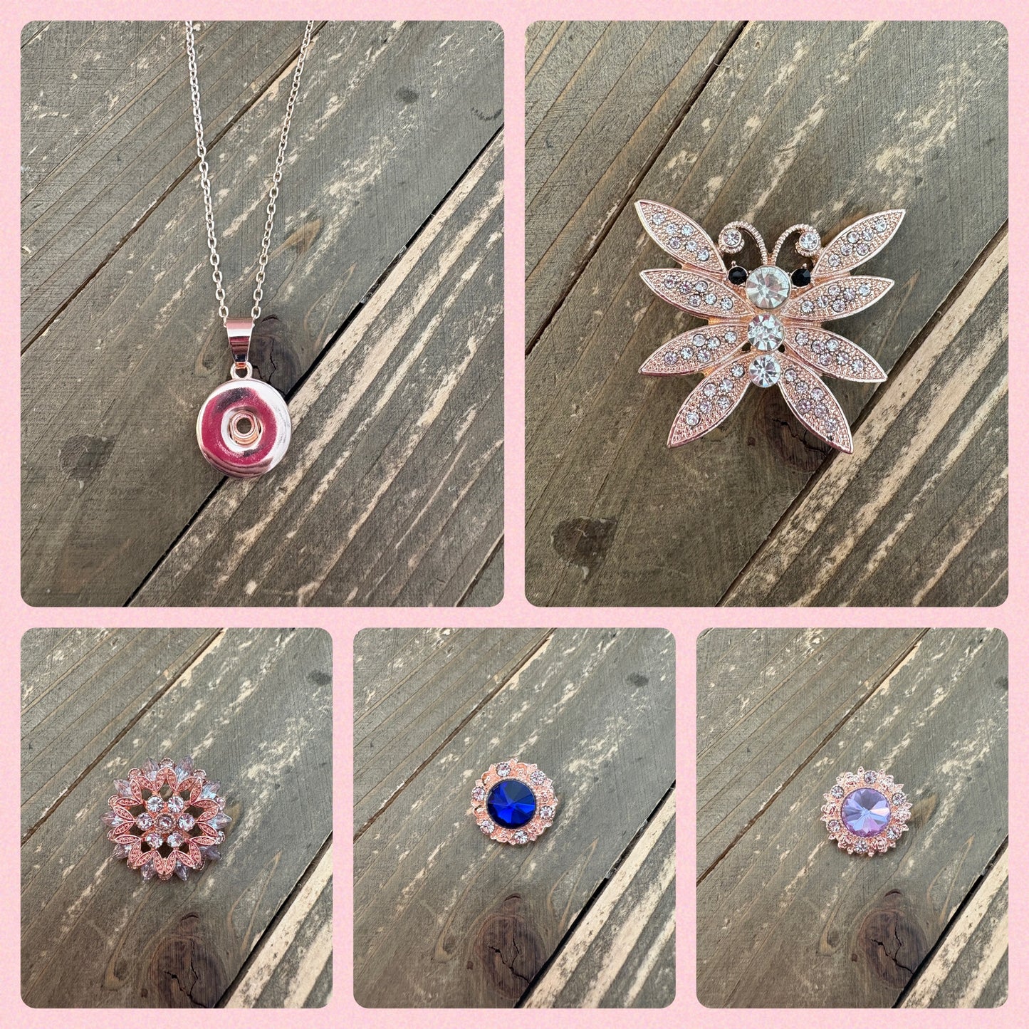 Starter Set-Rose Gold Snap Jewelry (4 Snaps & snap pendant with chain)