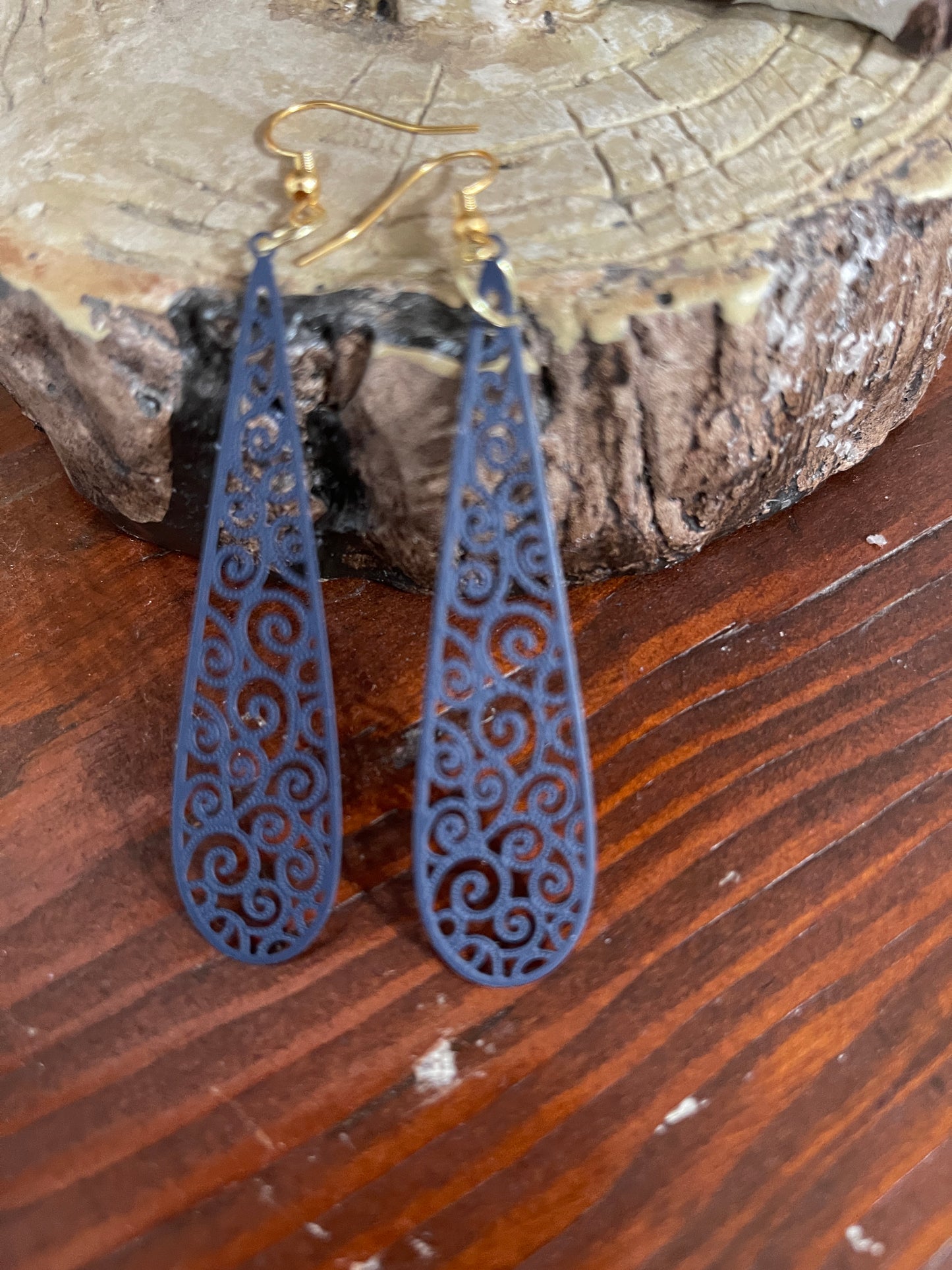 Blue Filigree long teardrop Wire EarringPink tiful of LOVE