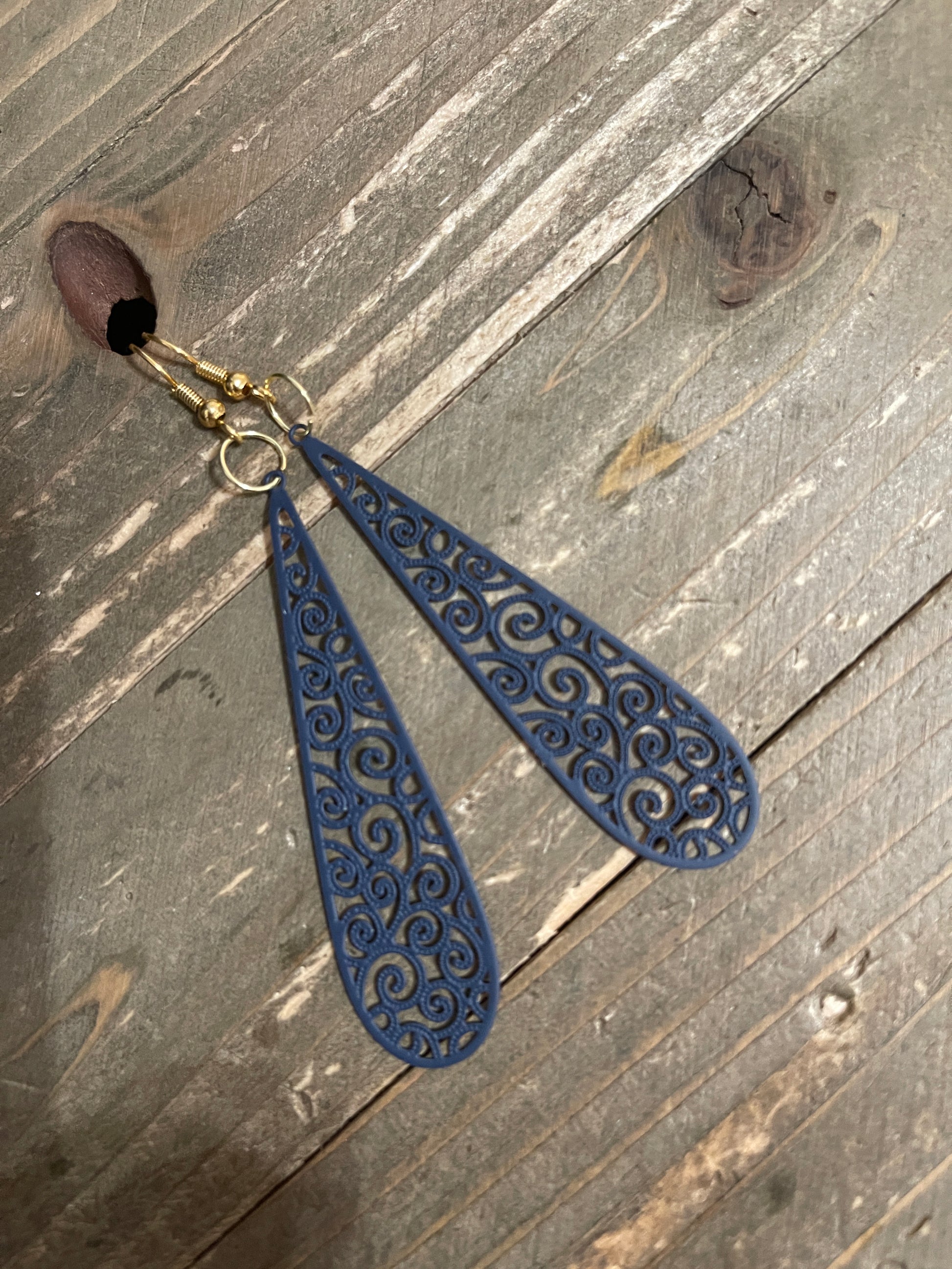 Blue Filigree long teardrop Wire EarringPink tiful of LOVE